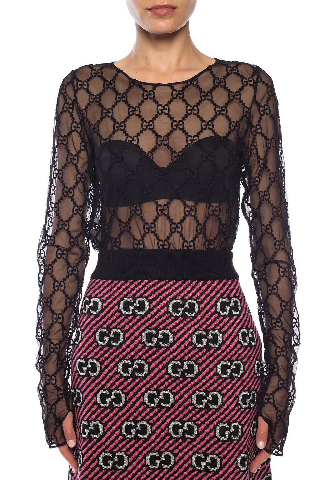 Gucci Patterned Sheer Top | Lyst