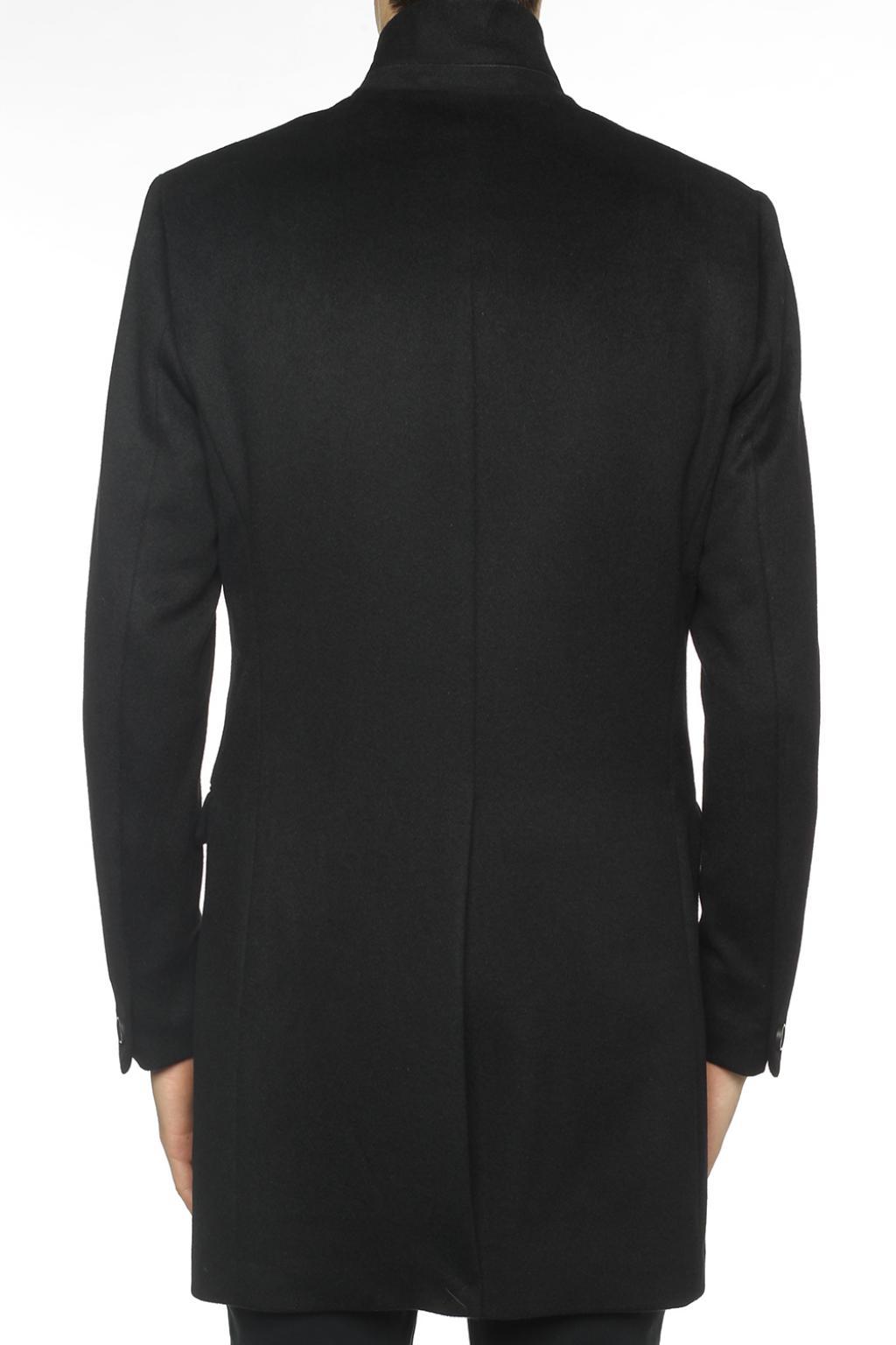 AllSaints Wool 'bodell' Cropped Coat With Band Collar in Black for Men ...