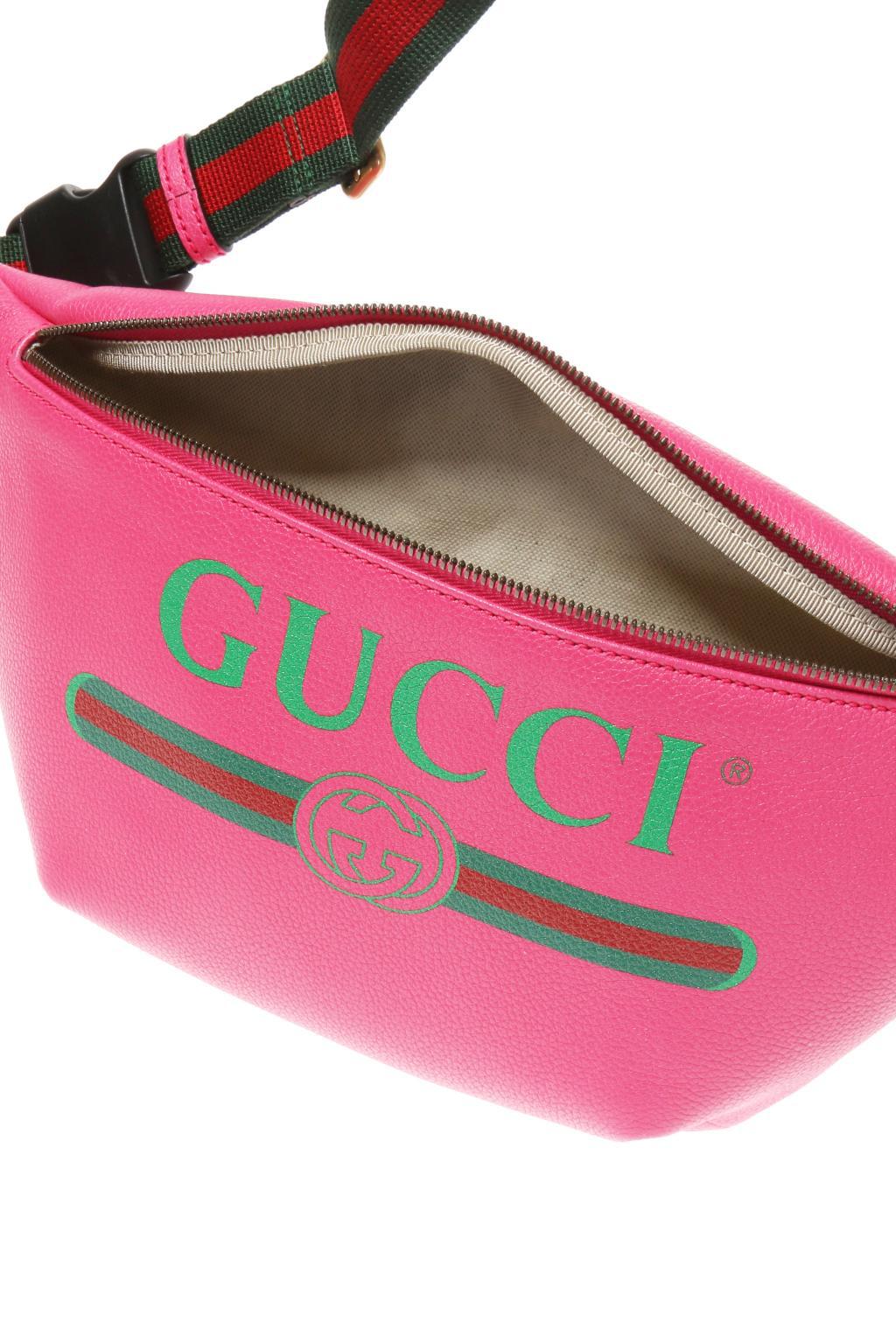 Gucci Leather Logo-printed Belt Bag in Pink for Men - Lyst