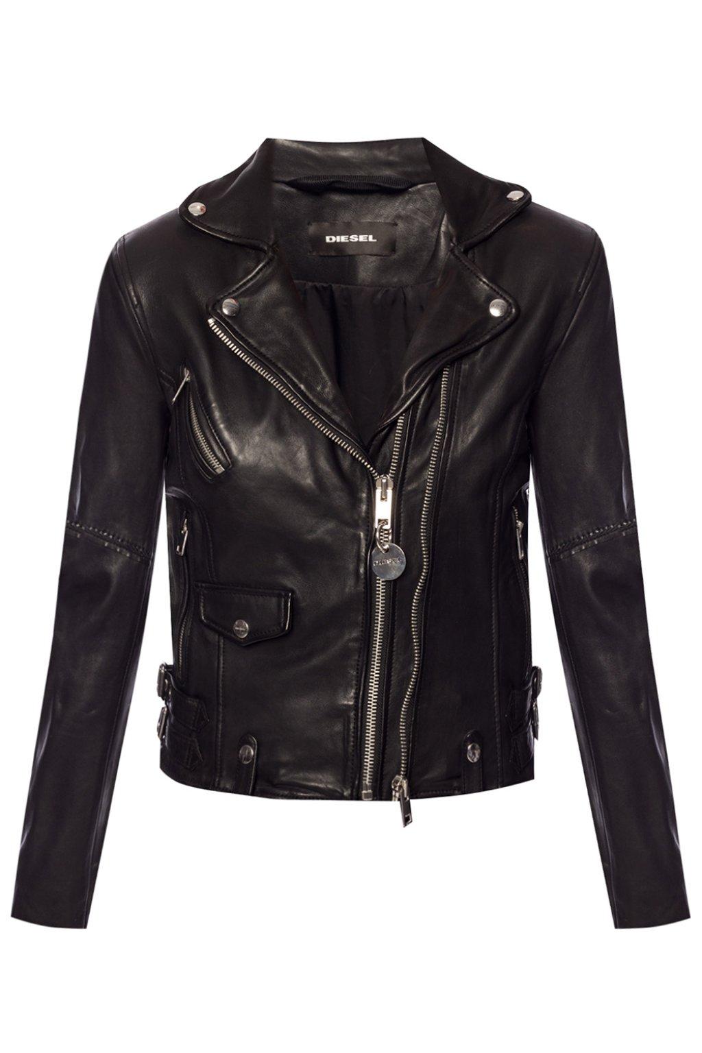 DIESEL Leather Biker Jacket in Black - Save 8% - Lyst