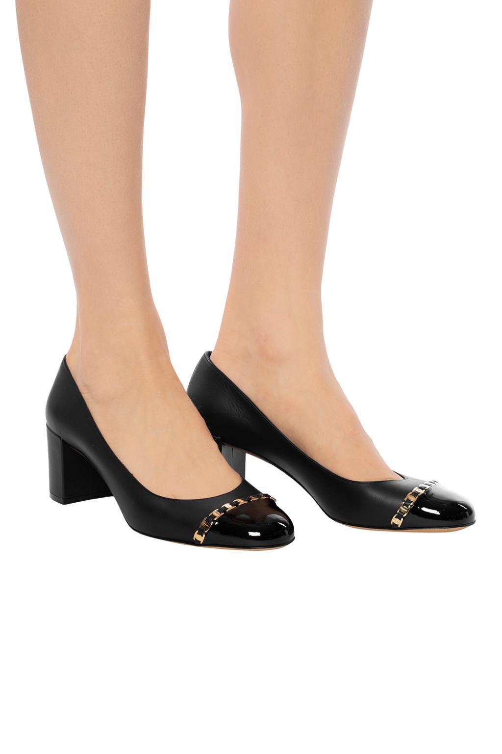 ferragamo stacked heel