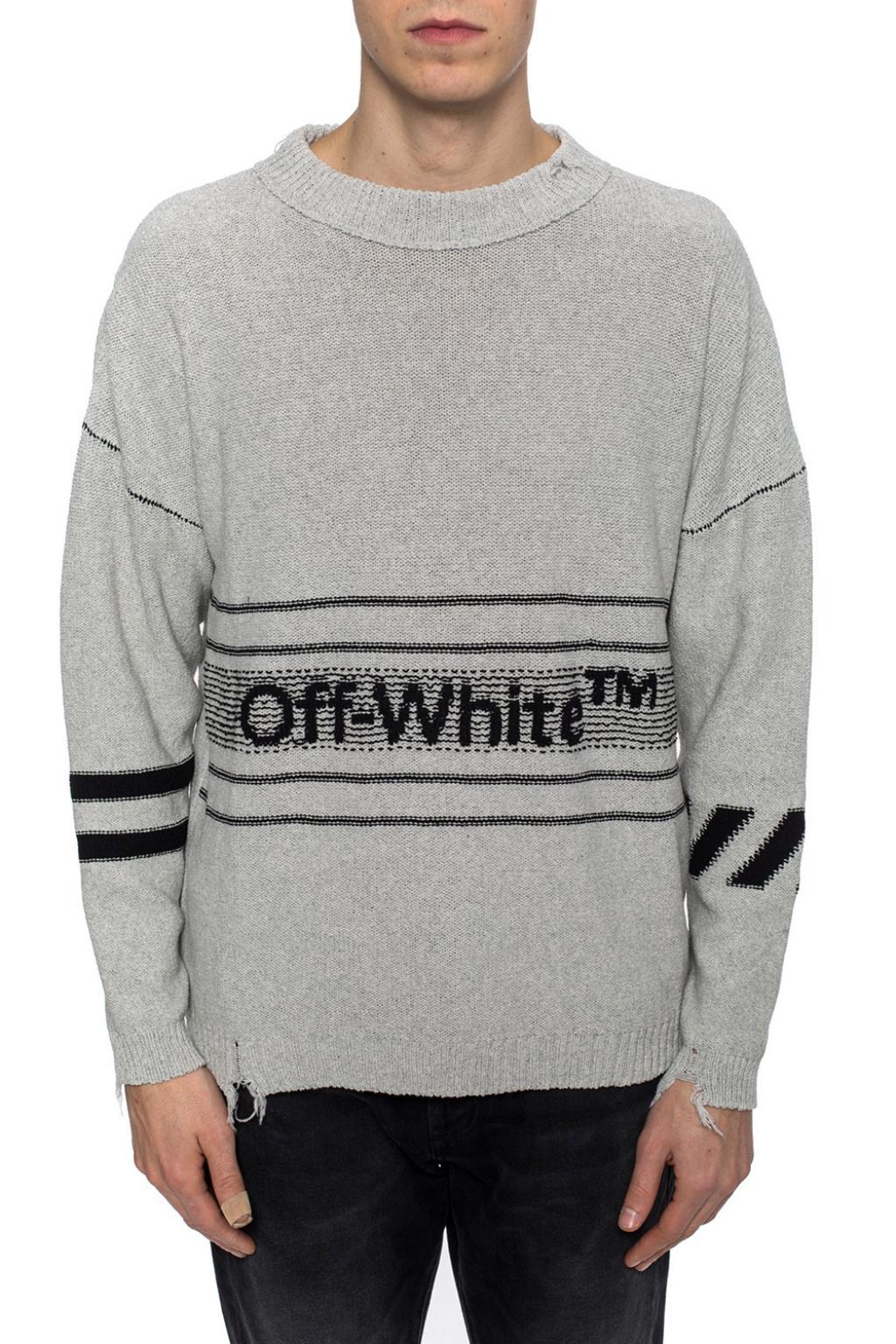 off white distressed sweater