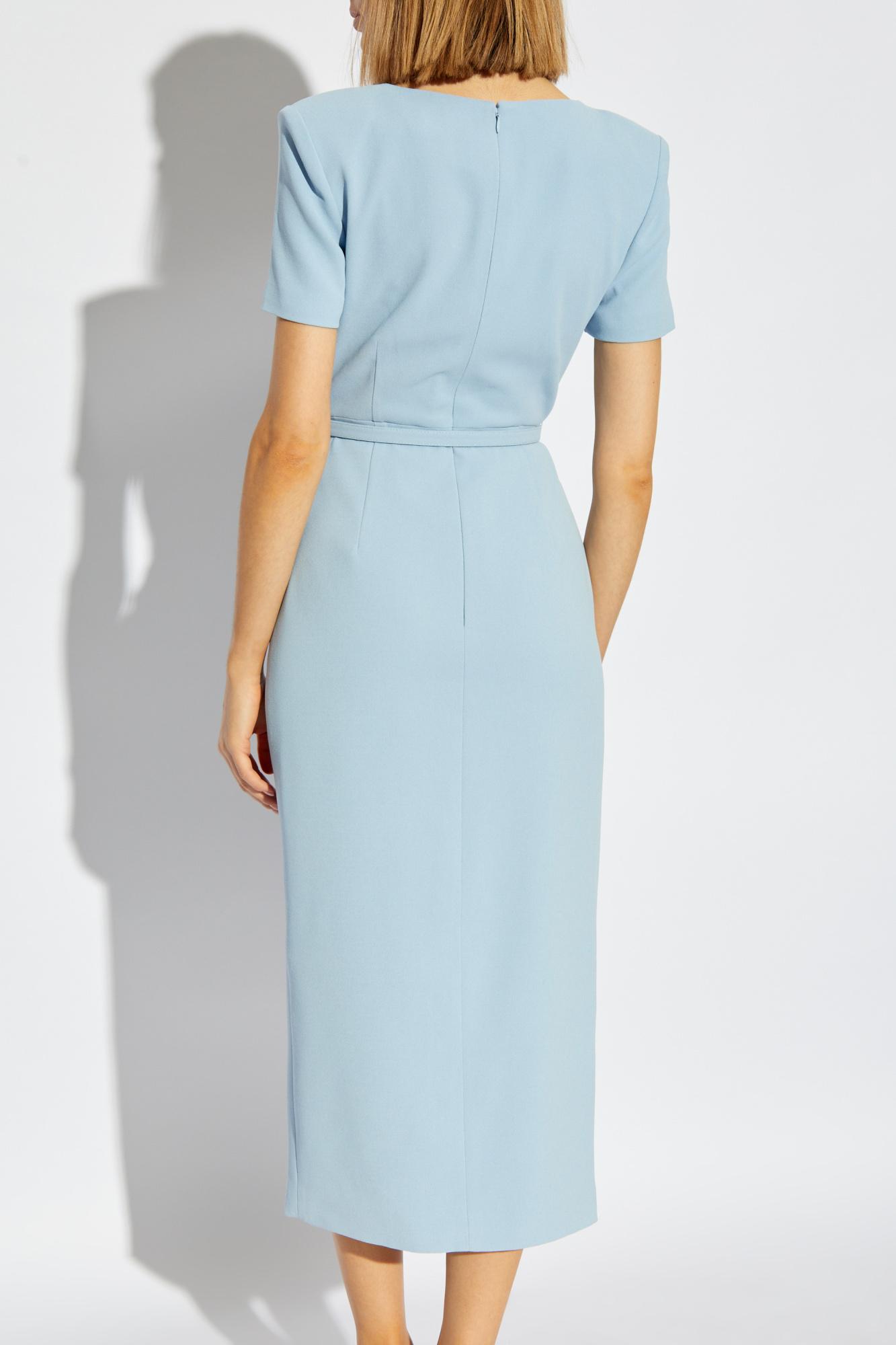 Self-Portrait Dress With Belt in Blue | Lyst