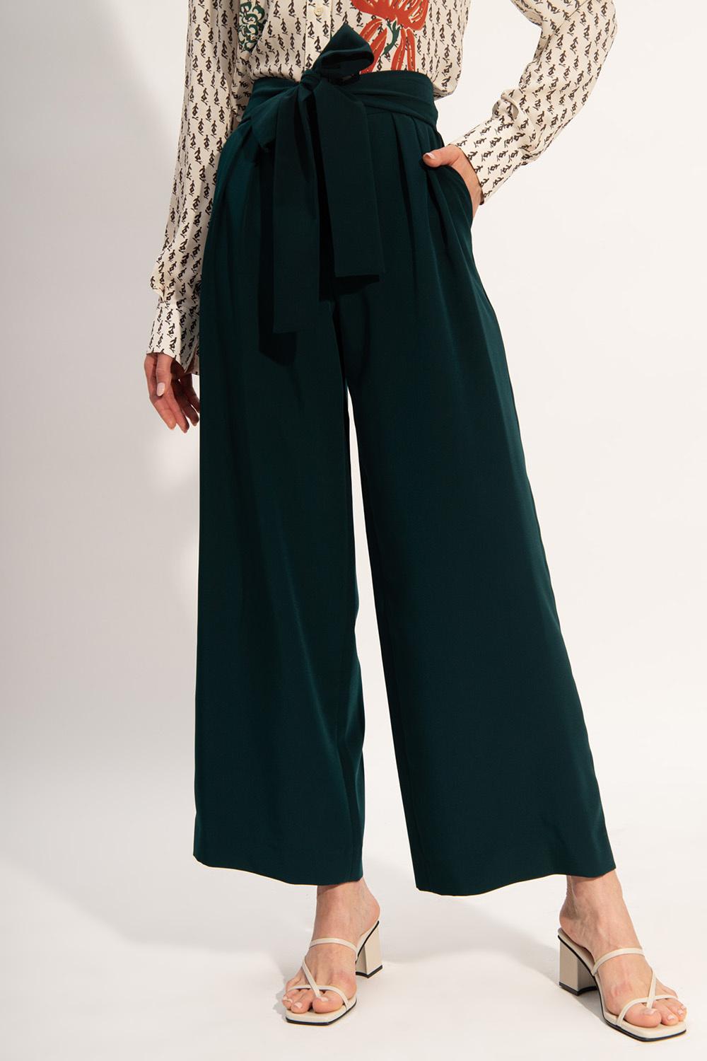 See By Chloé Trousers With Tie Closure, Plain Pattern in Green | Lyst