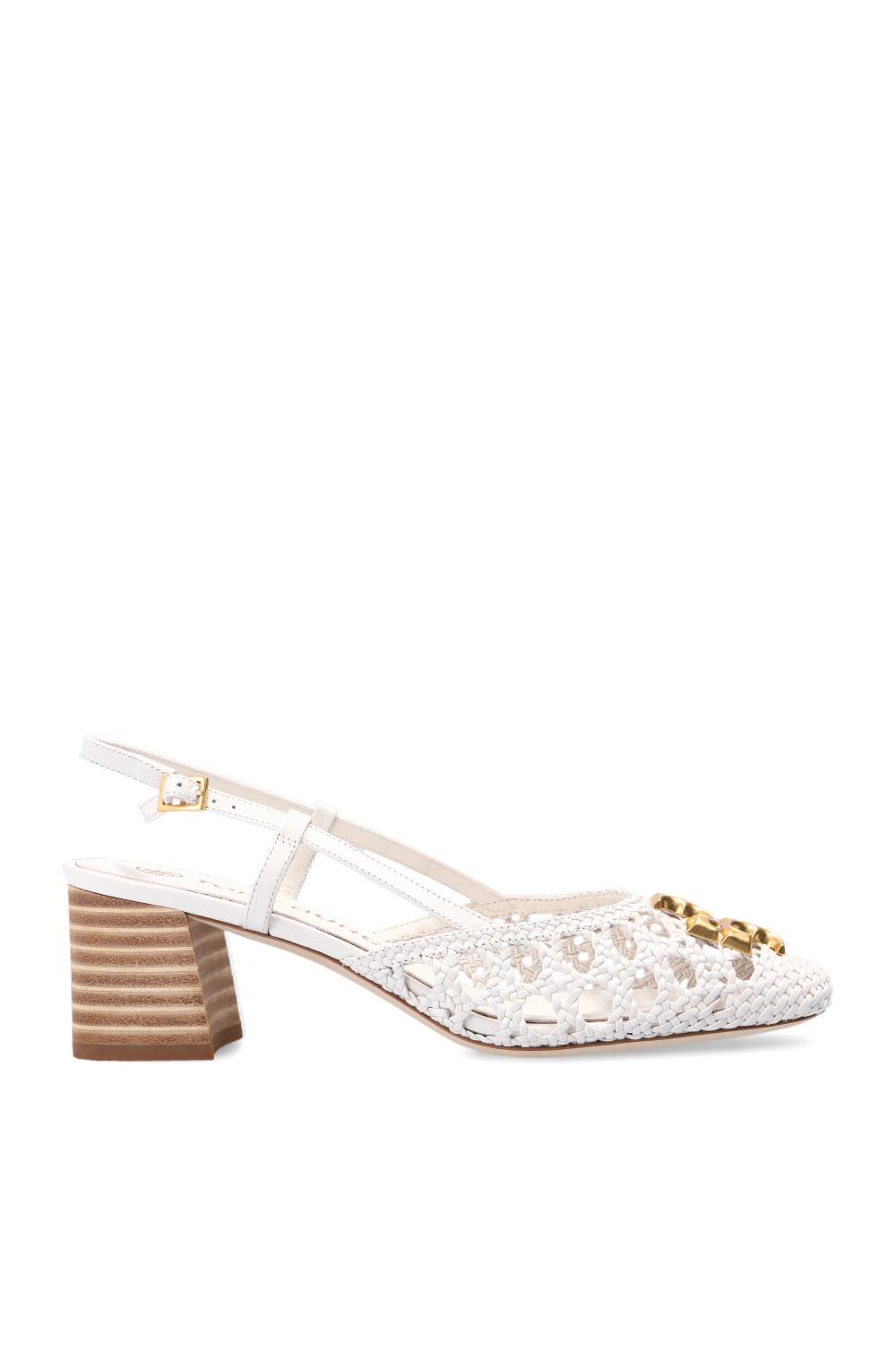 Tory Burch Eleanor Woven Slingback Pump in White | Lyst