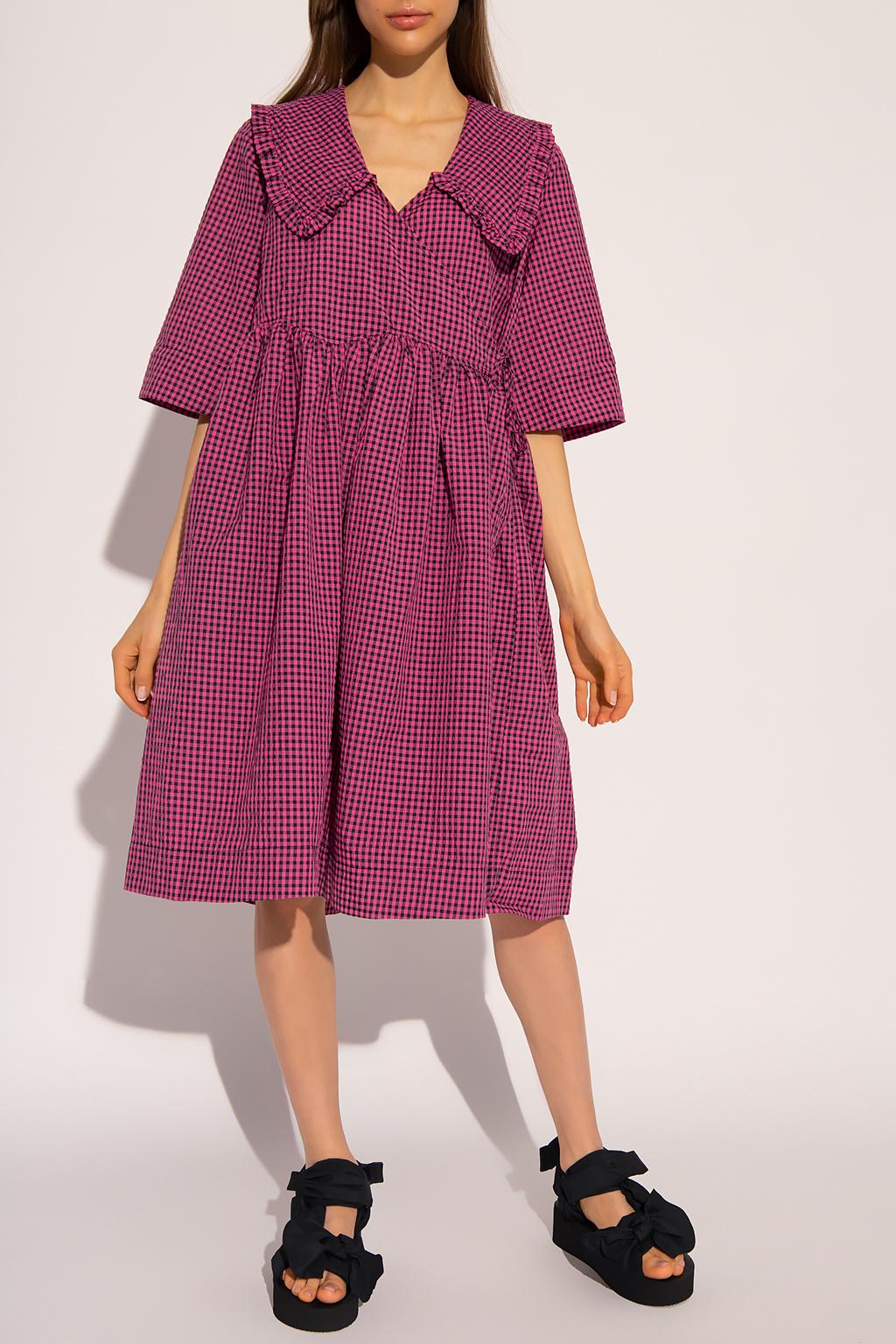 Ganni Checked Dress in Pink | Lyst