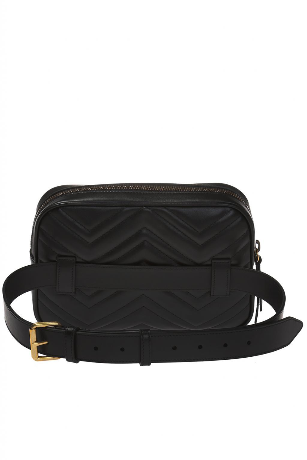 Gucci Leather &#39;GG Marmont&#39; Belt Bag With Logo in Black for Men - Lyst
