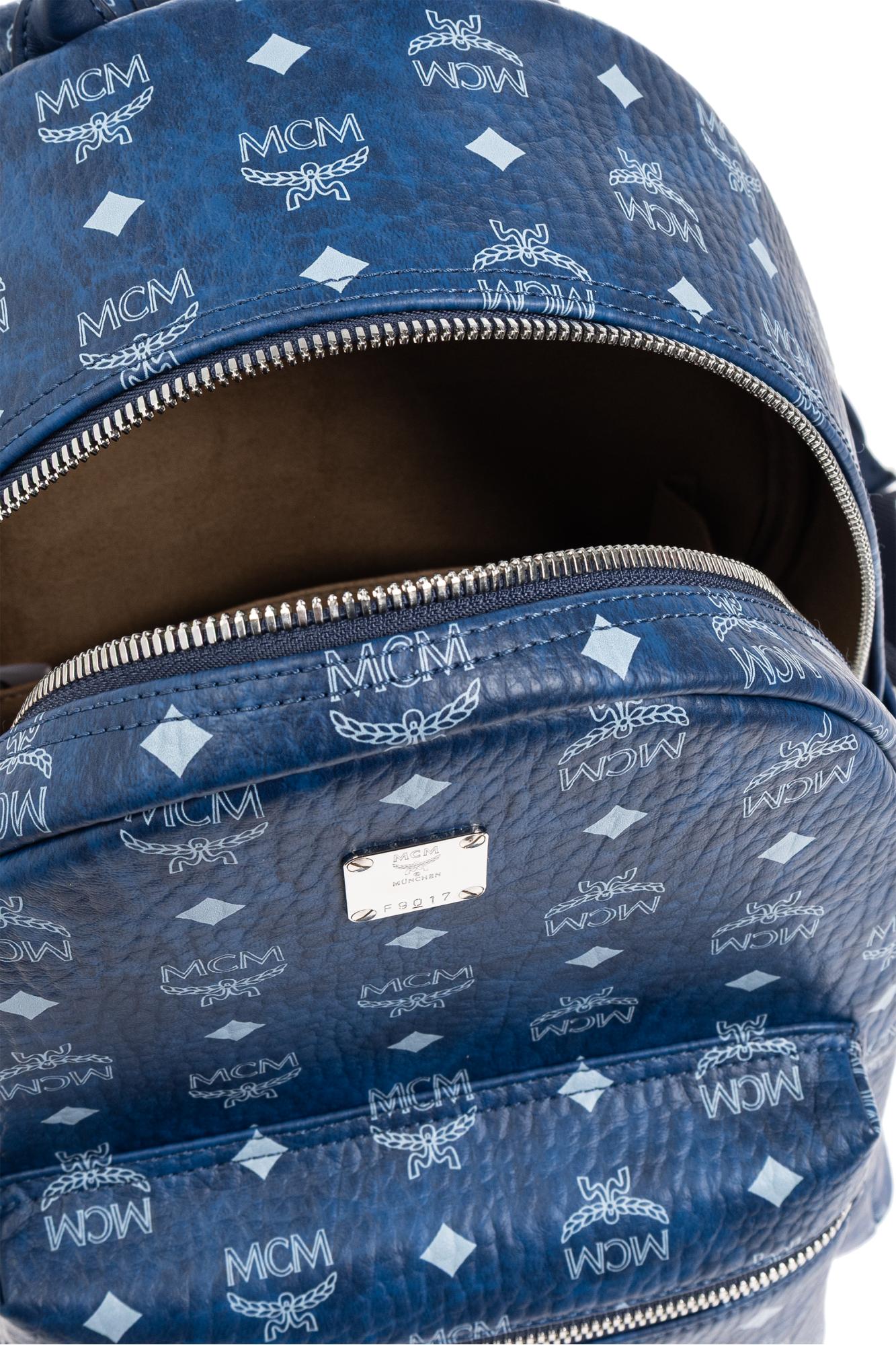 MCM Backpack With Logo in Blue for Men | Lyst