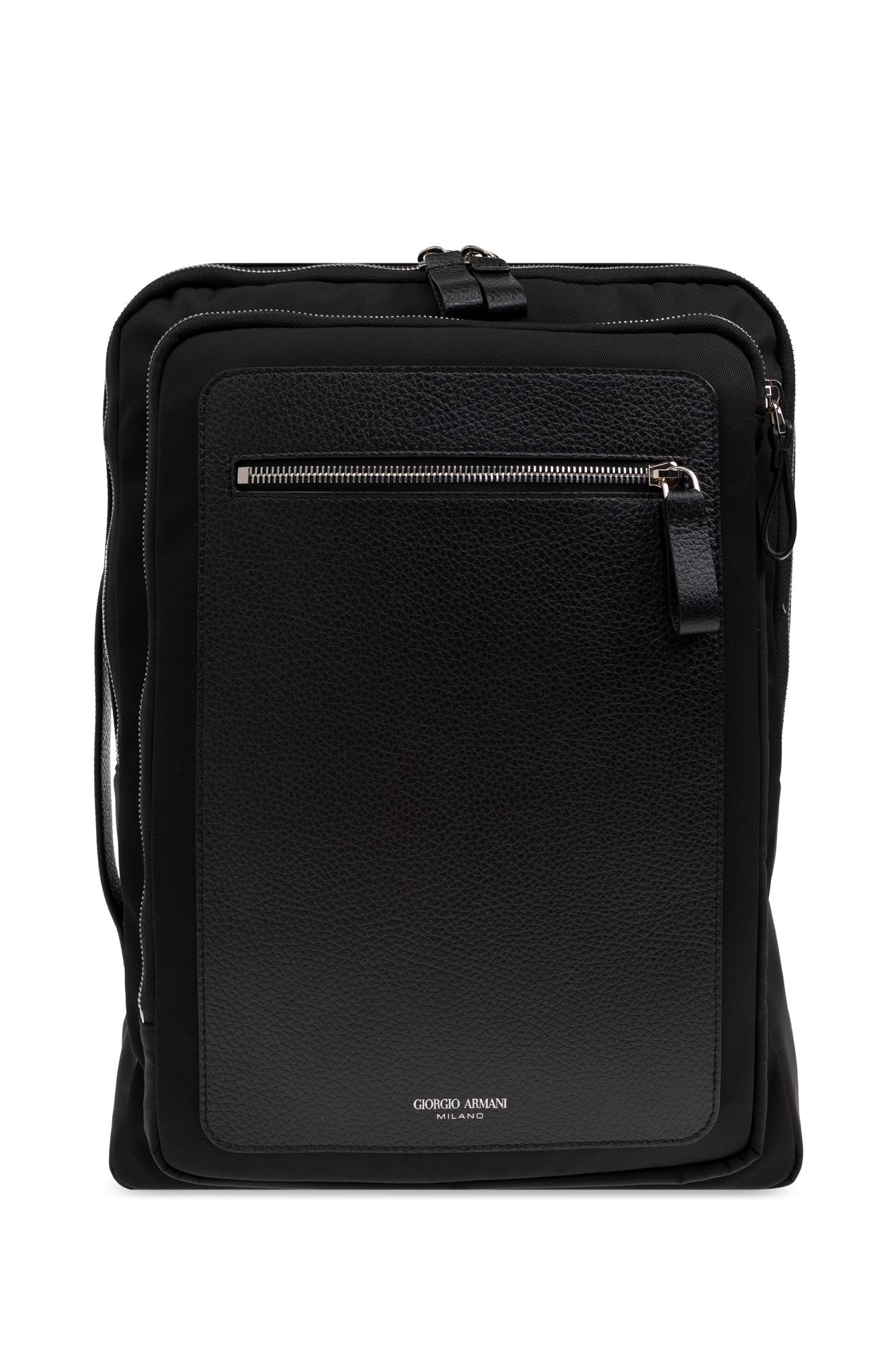 GIORGIO ARMANI GRAINED CALF LEATHER バックパック ASV nylon and pebbled-leather backpack | Giorgio Armani
