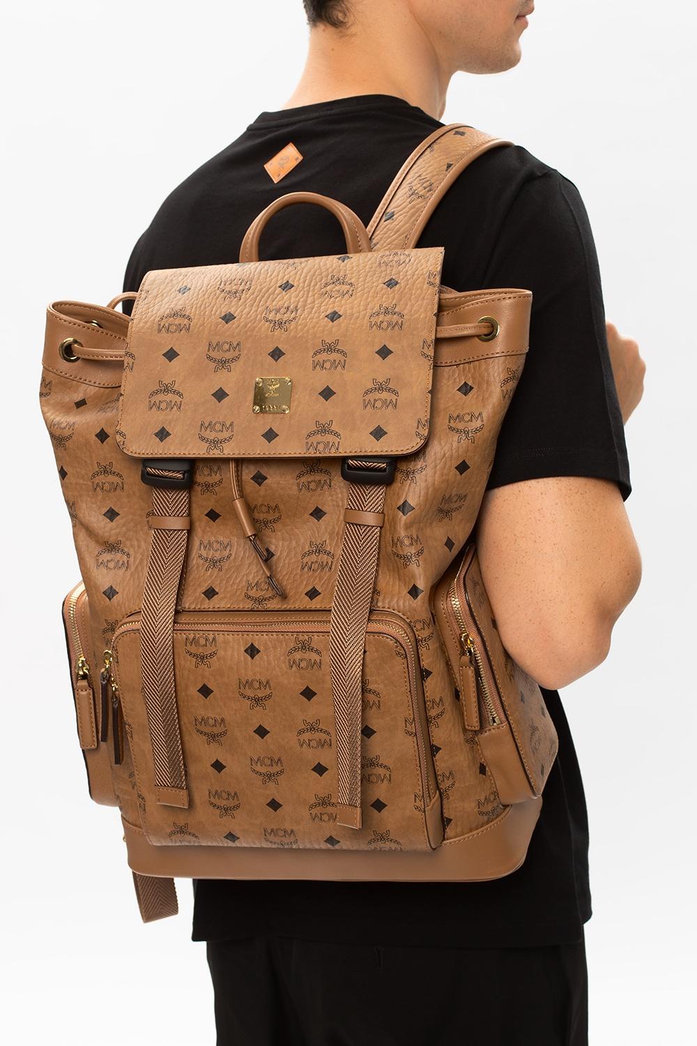 MCM Backpack With Logo in Brown for Men | Lyst