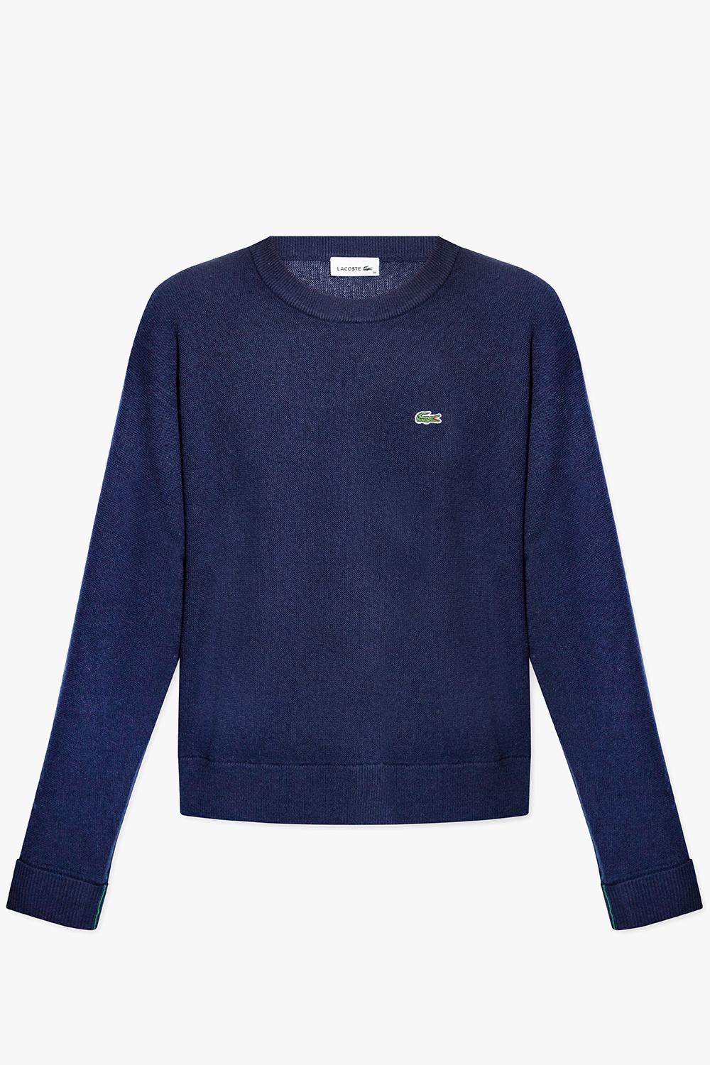 Lacoste Wool Sweater With Logo in Blue | Lyst
