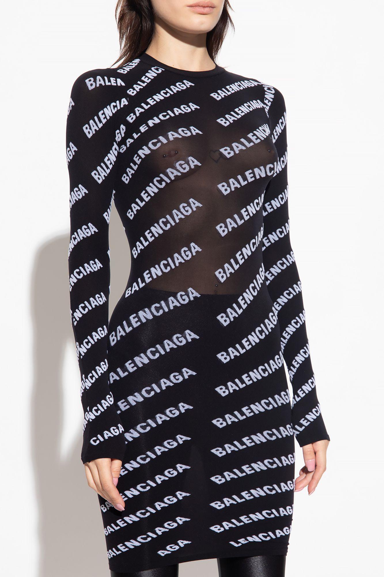 Balenciaga Dress With Logo in Black Lyst