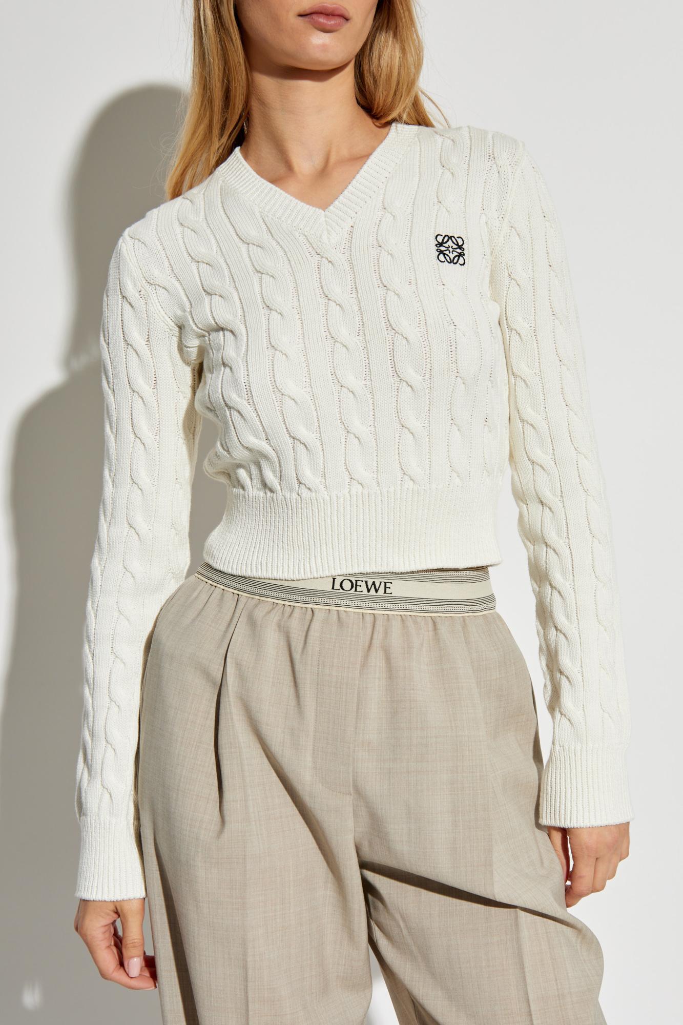 Loewe V-Neck Sweater in White | Lyst UK