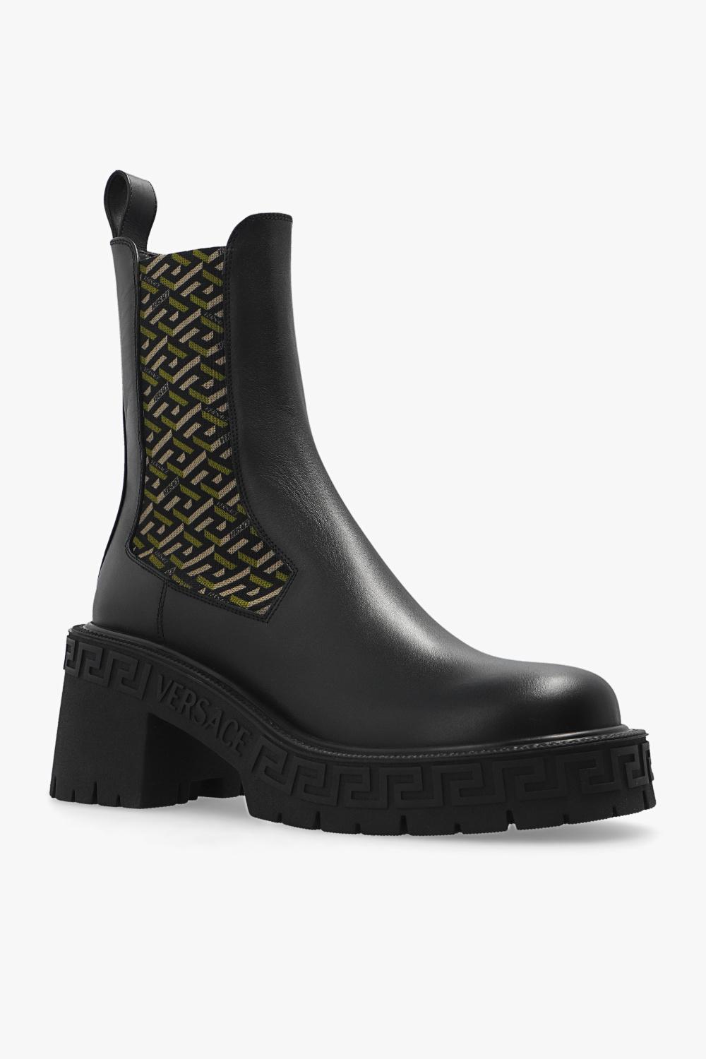 Versace Heeled Chelsea Boots in Black | Lyst