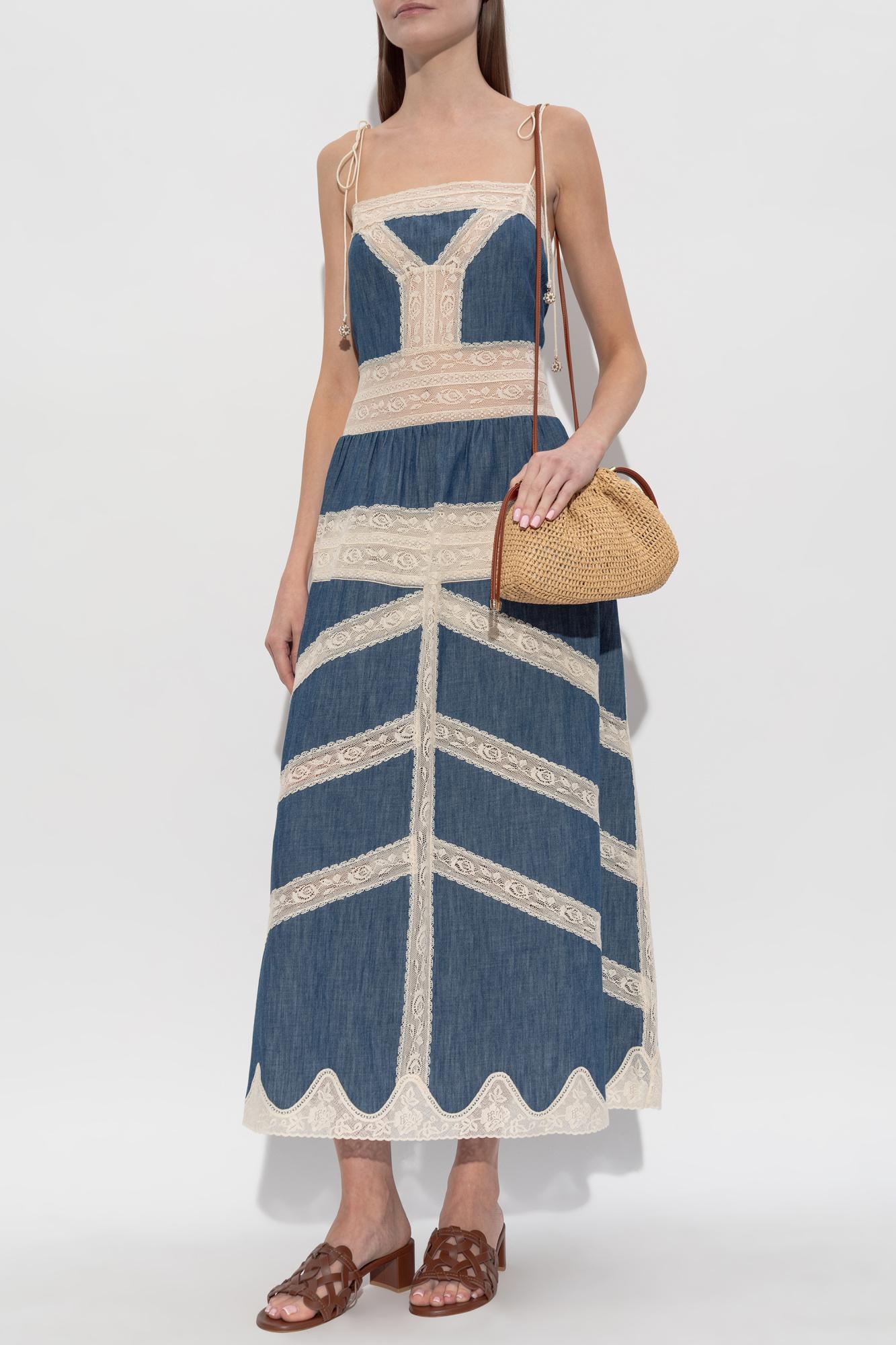Zimmermann Dress With Lace Inserts in Blue | Lyst