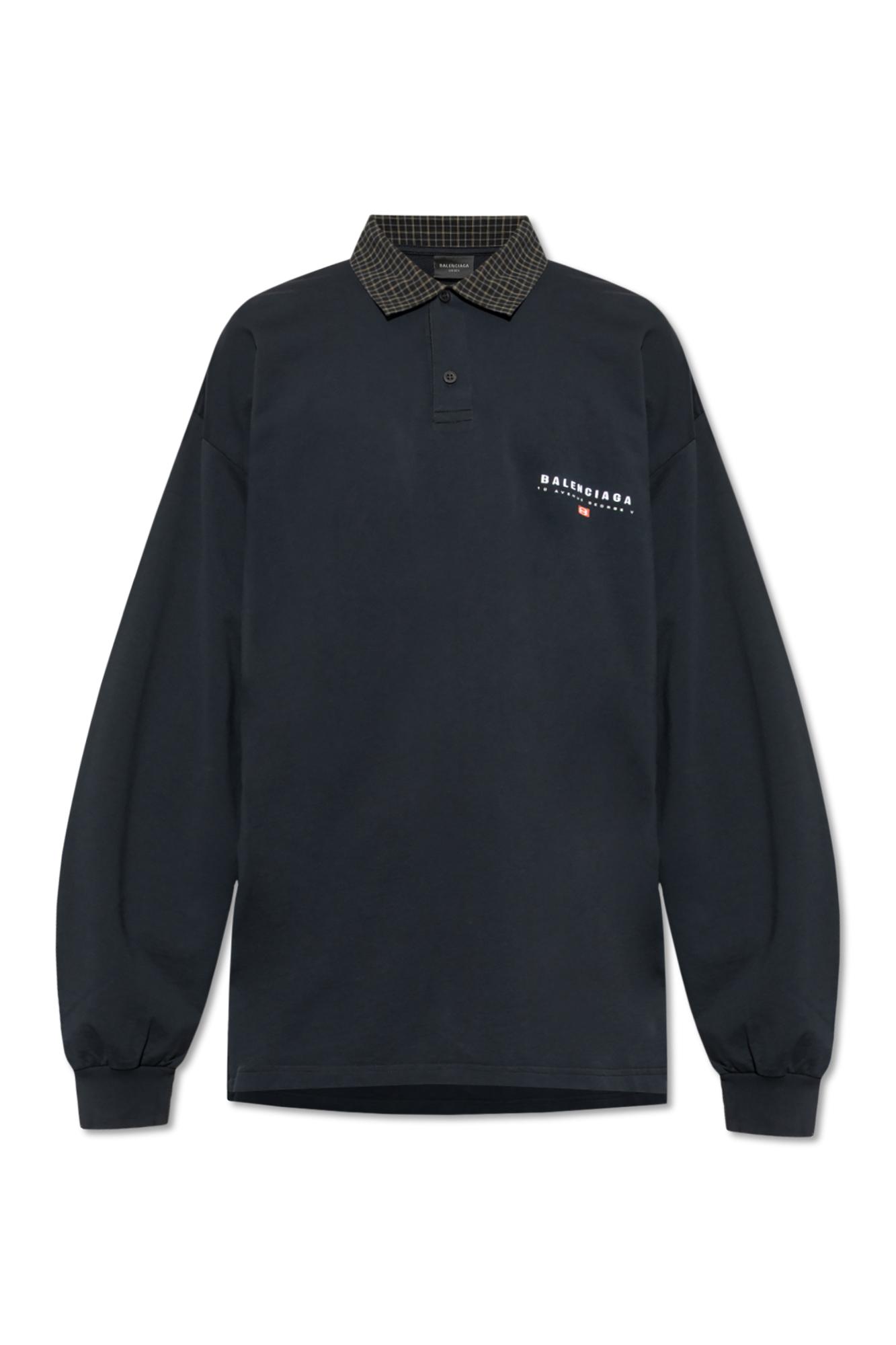 【BALENCIAGA】LONG SLEEVED POLO SHIRT ポロシャツ Balenciaga Long Sleeve Polo in Blue for Men | Lyst