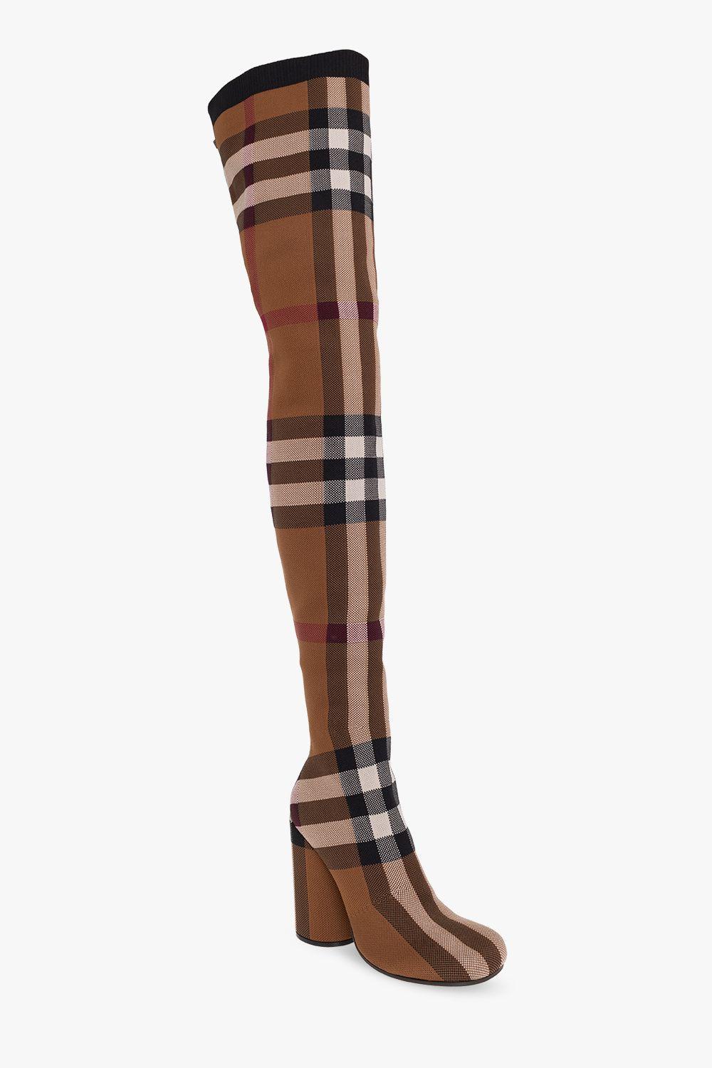 Burberry 'anita' Heeled Over-the-knee Boots in Brown | Lyst