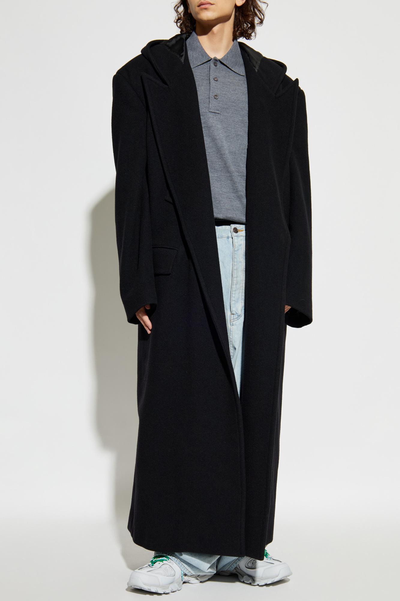 Balenciaga Hooded Coat in Black for Men | Lyst UK