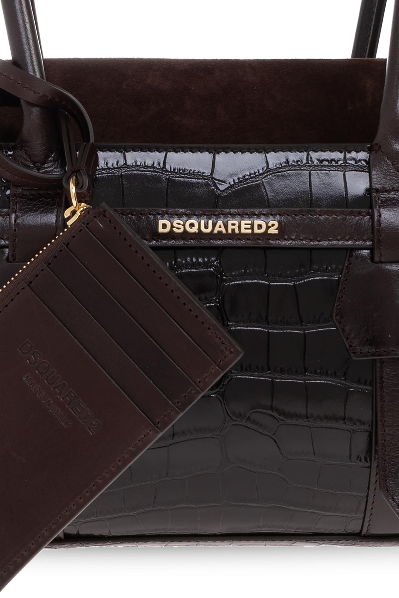 ハンドバッグ Dsquared2 Handbag Dsquared2 - Black Shoulder Bag With White Logo And Pouch