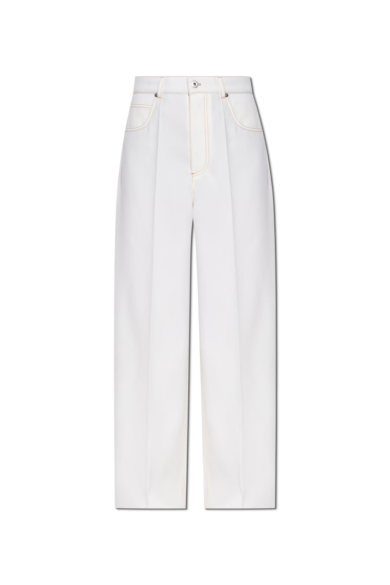 Bottega Veneta Wool Trousers in White | Lyst