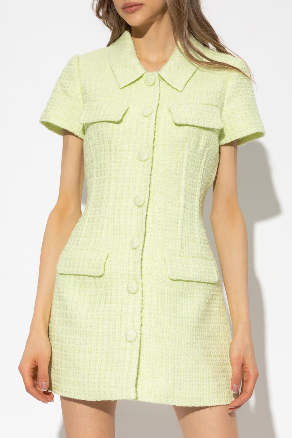 self portrait green tweed dress self-portrait - Green Keyhole Knit Midi Dress main image 1