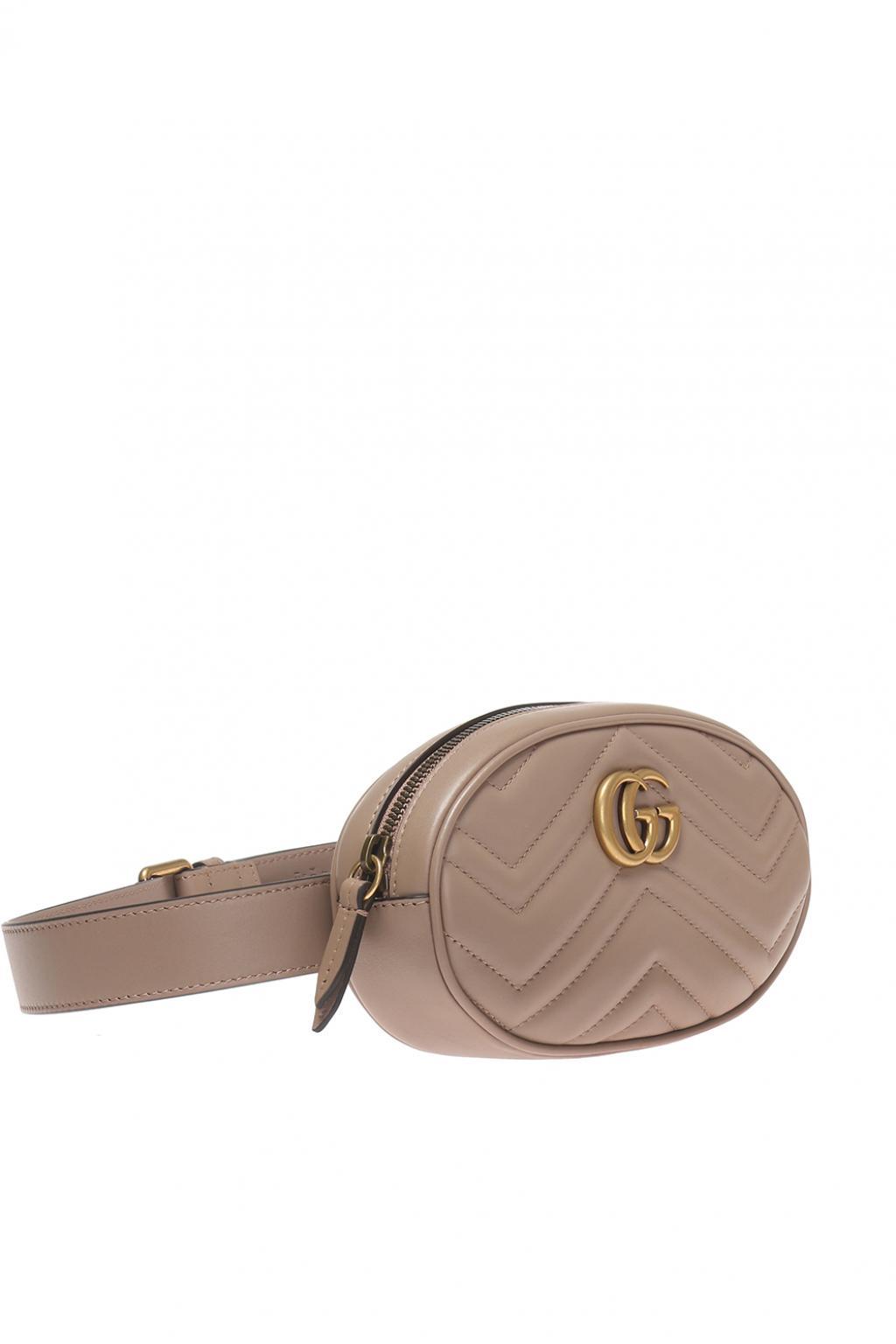 Gucci Leather 'GG Marmont' Belt Bag in Beige (Natural) - Lyst