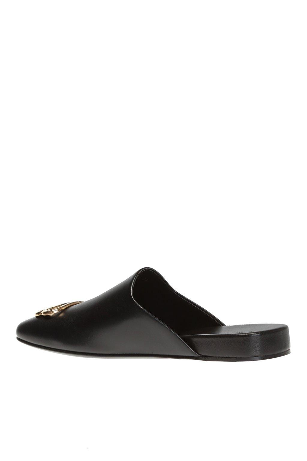 Balenciaga Leather Cosy Bb Slides in Black Lyst