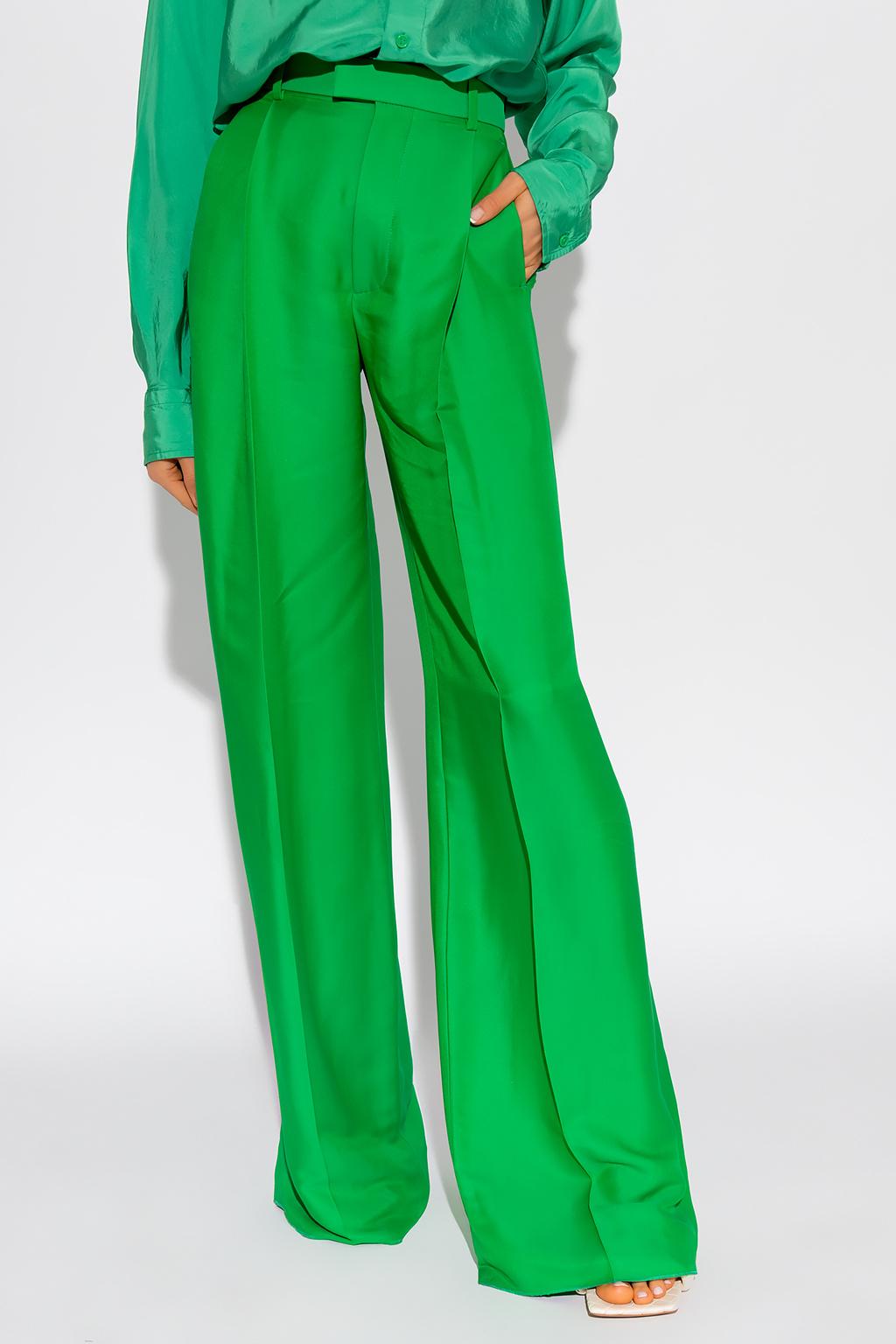 Bottega Veneta Wide-legged Trousers in Green | Lyst
