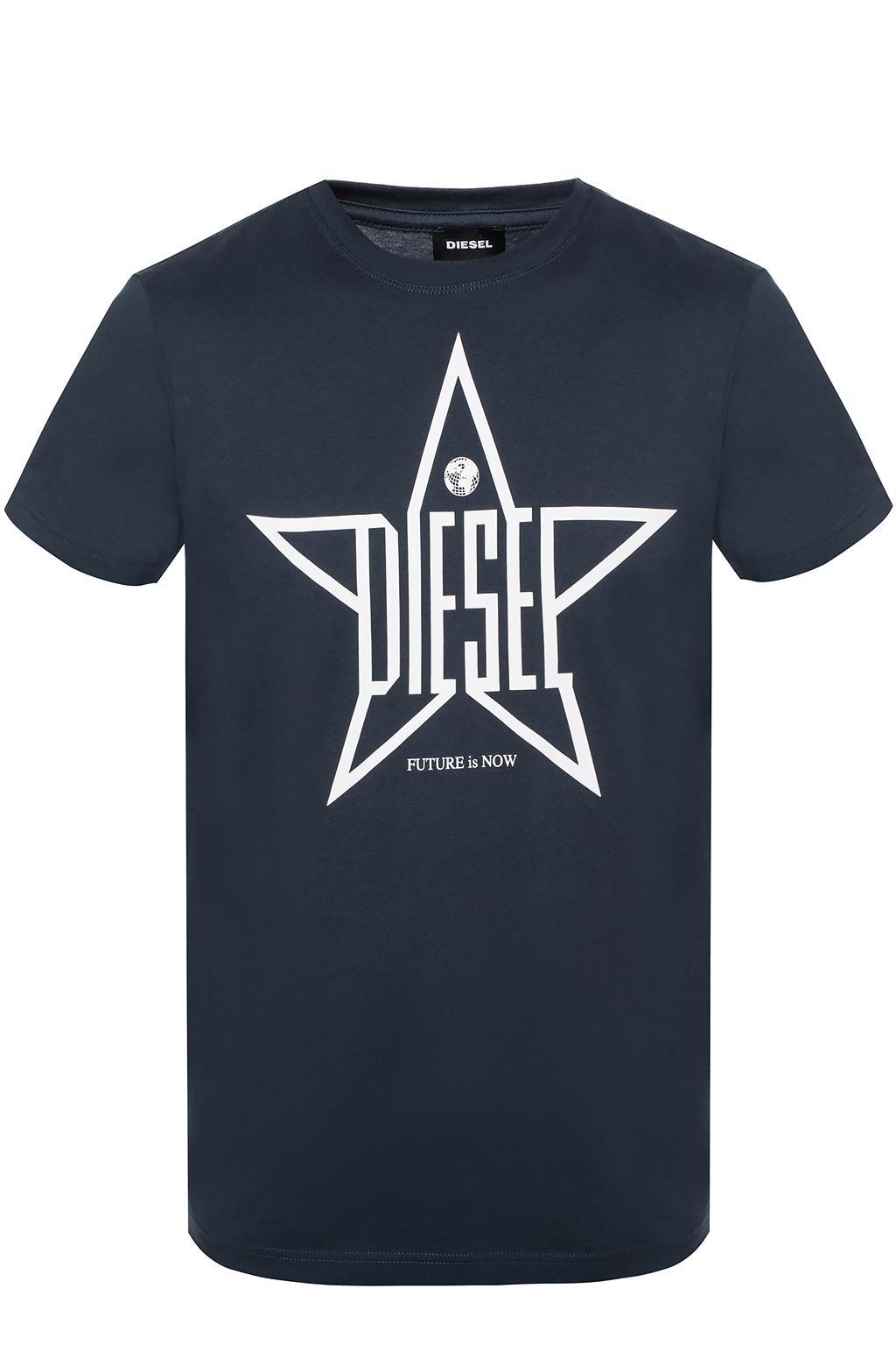 DIESEL Cotton Logo-printed T-shirt in Navy Blue (Blue) for Men - Save ...