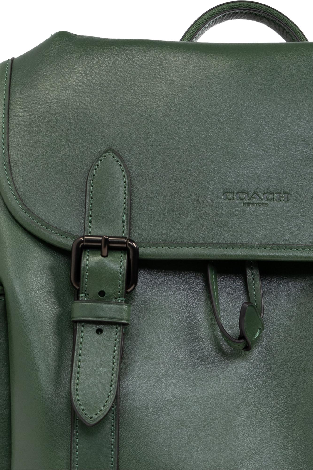 Coach green leather backpack hotsell