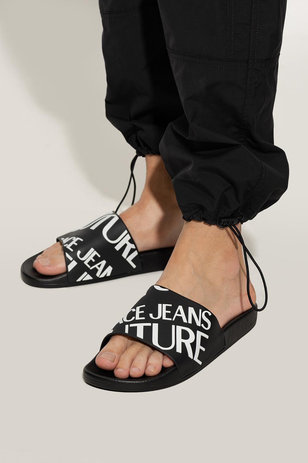 Versace Jeans Couture Slides With Logo in Black for Men | Lyst