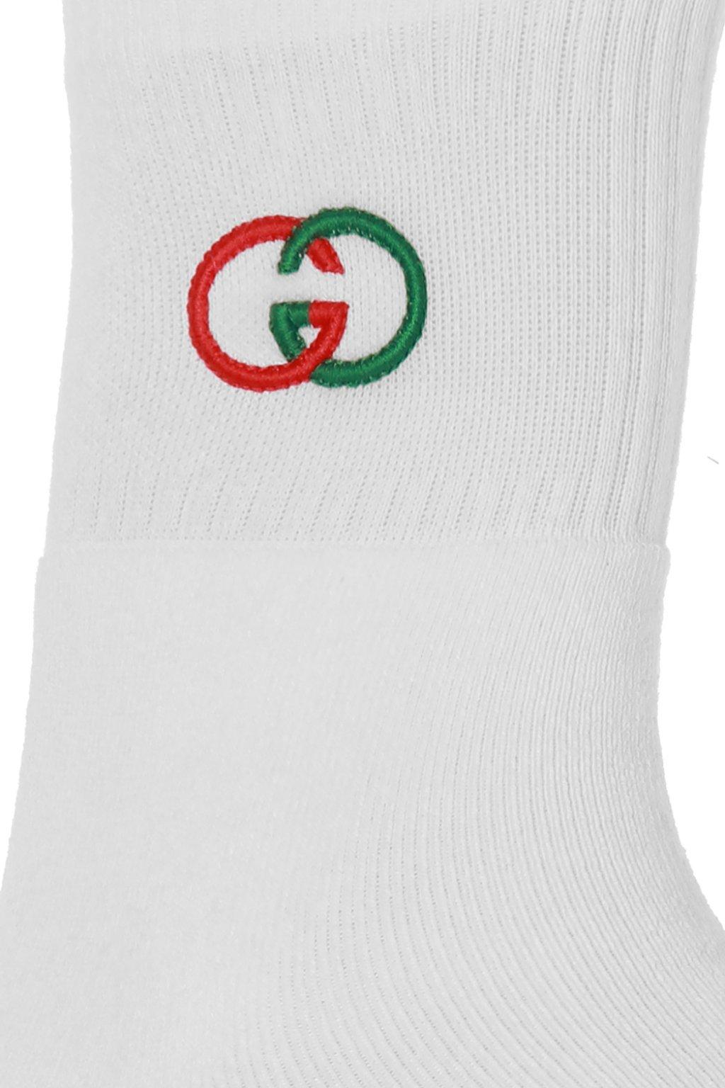 Gucci Cotton Branded Socks in White for Men - Lyst
