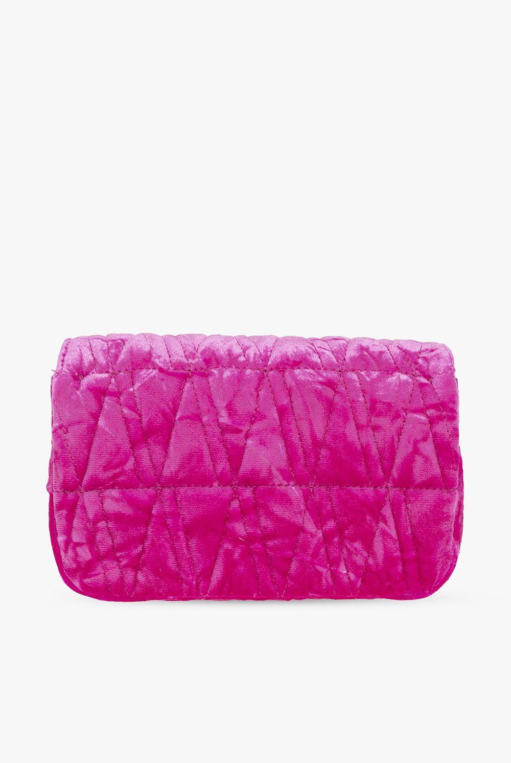 Virtus Mini Velvet Shoulder Bag in Pink - Versace