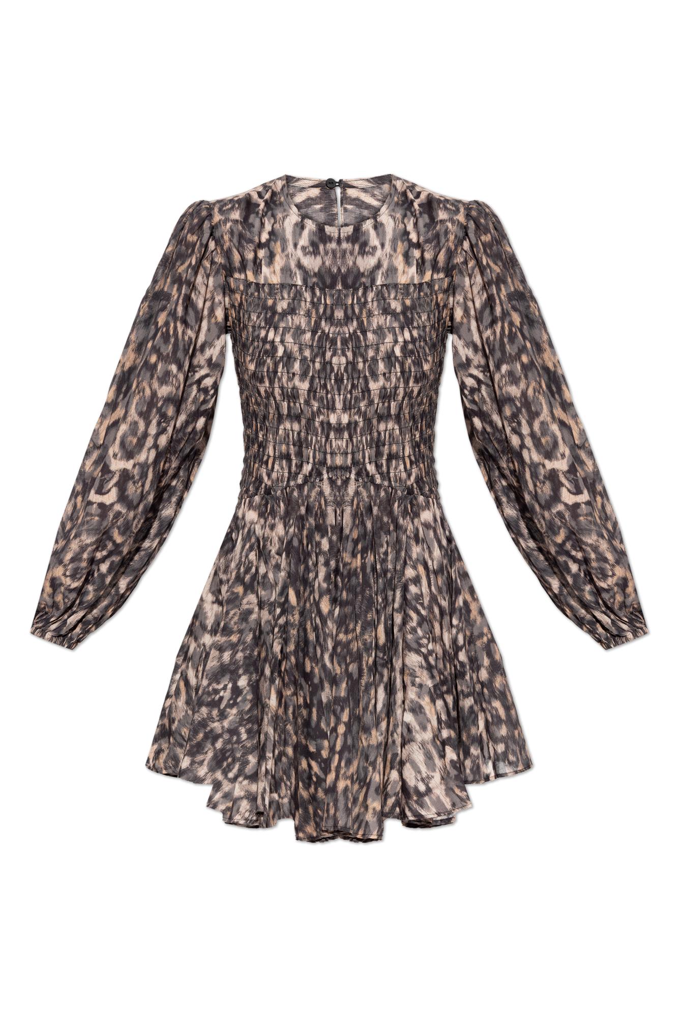 green emerald velvet dress All Saints Leopard Print Sheer Dress – A Bag In A Shell main image 0