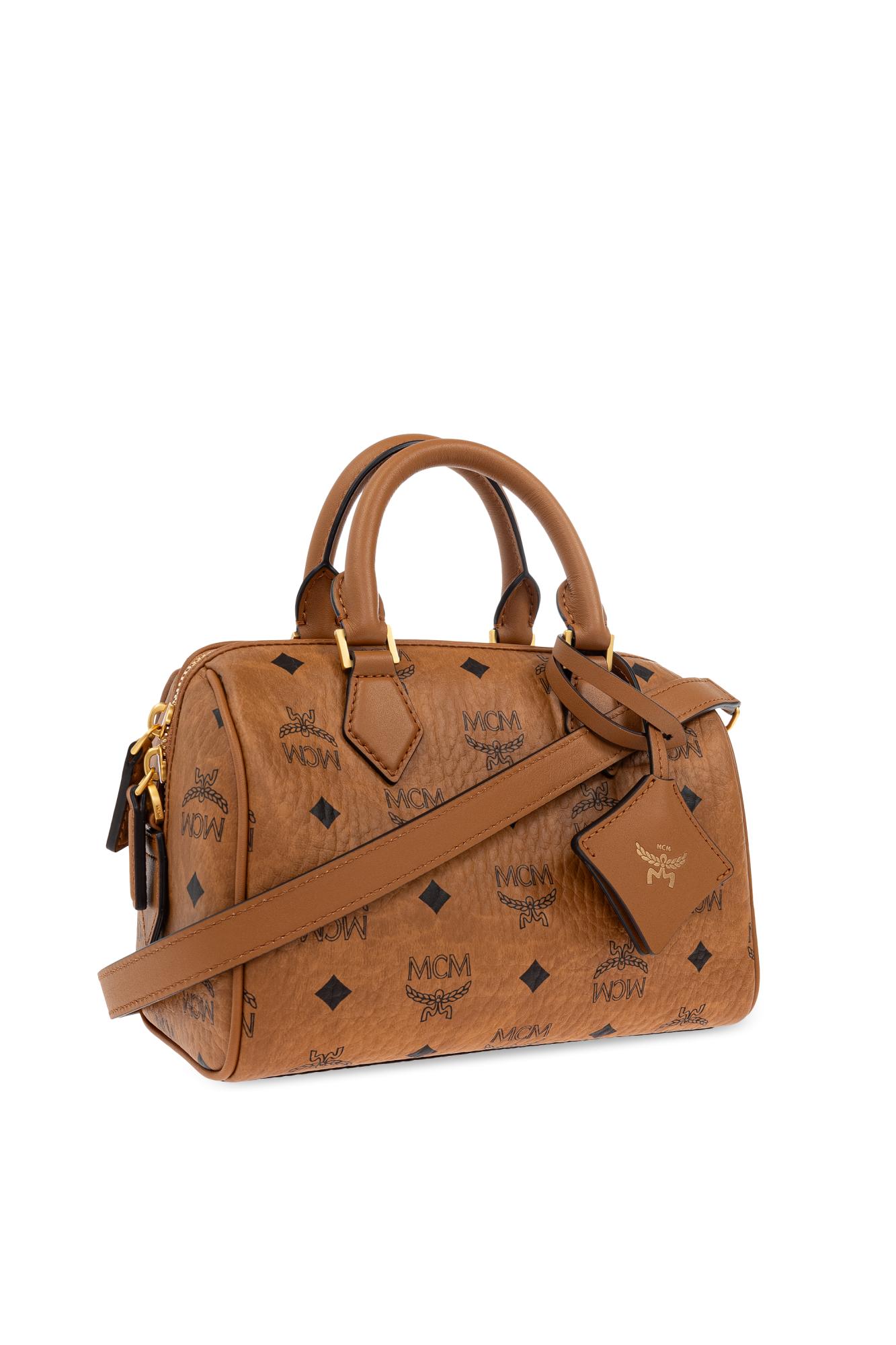 MCM ブラウンレザー Bostonバッグ MCM Boston Monogram Top-Handle Bag | Neiman Marcus