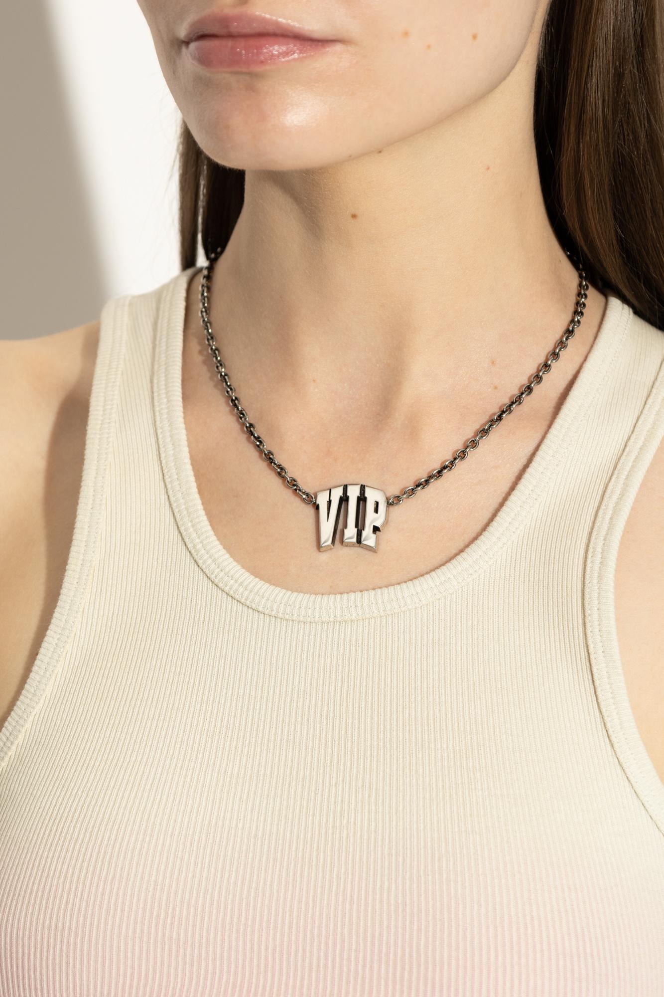 ネックレス・チョーカー BALENCIAGA VIP Silver Necklace Balenciaga Gunmetal Typo Metal Necklace Balenciaga