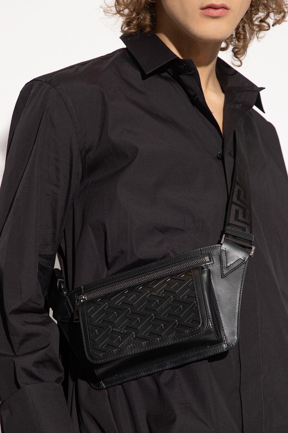 Versace La Greca Belt Bag in Black for Men | Lyst