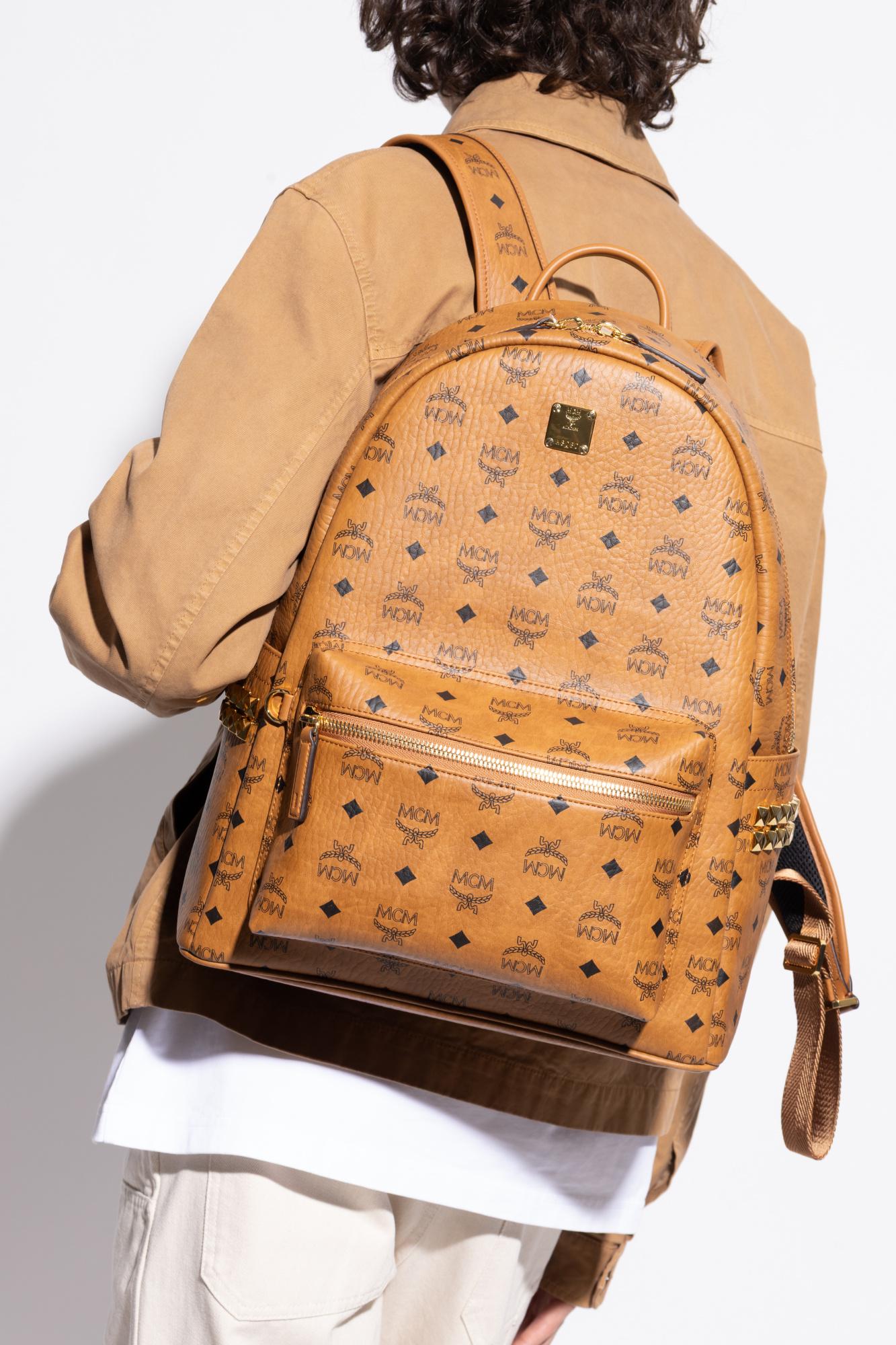 MCM Backpack With Logo in Orange for Men | Lyst