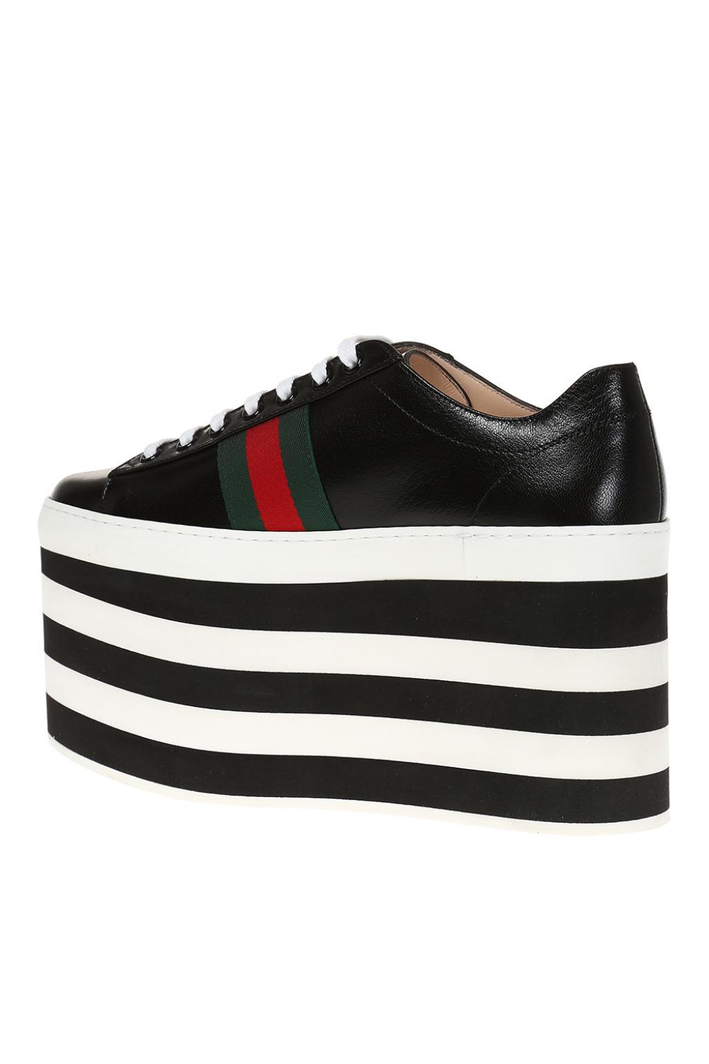 Gucci Leather High Platform Sneakers in Black - Lyst