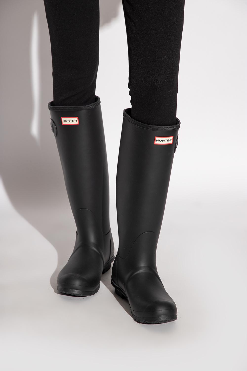 HUNTER 'refined Tall Wellington' Rain Boots in Black | Lyst