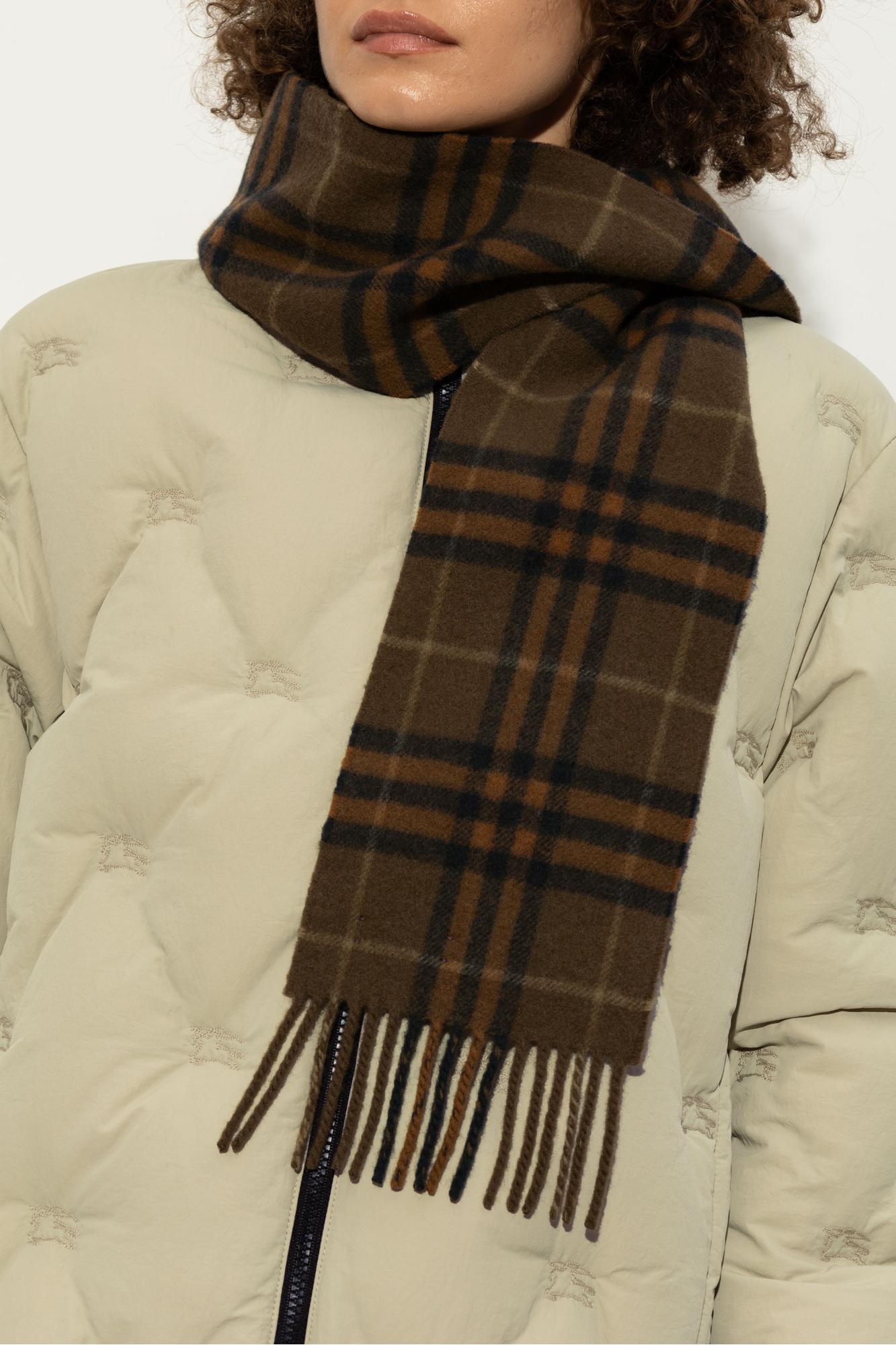 Burberry Scarf With Check Pattern in Brown Lyst