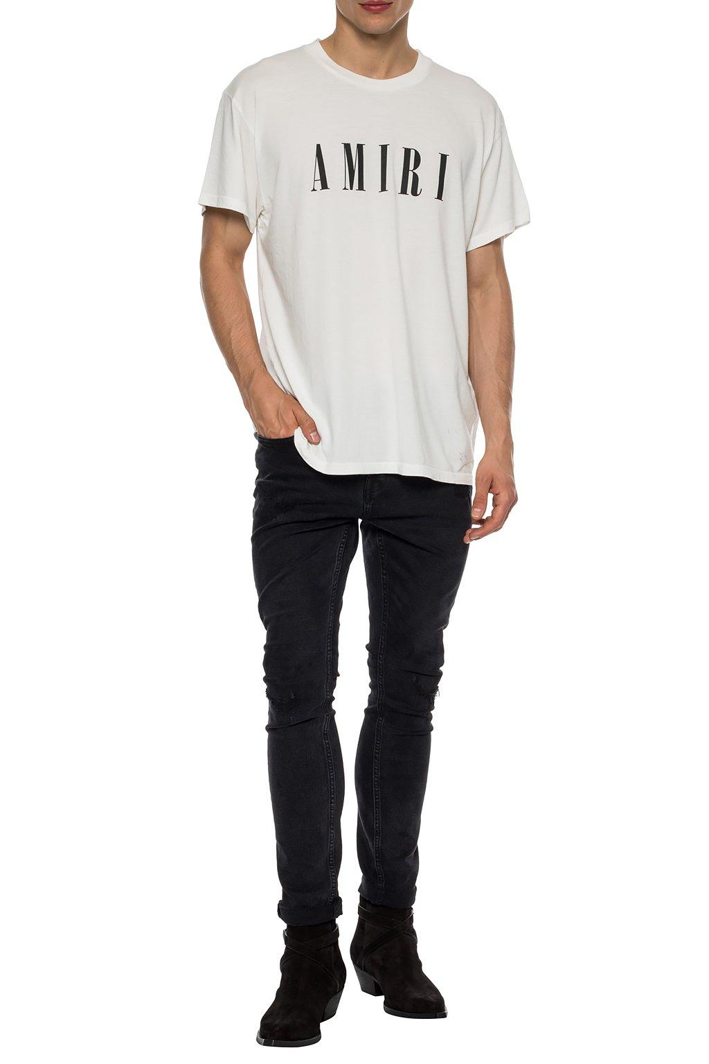 Amiri Cotton Logo-printed T-shirt in Grey Black White (White) for Men ...