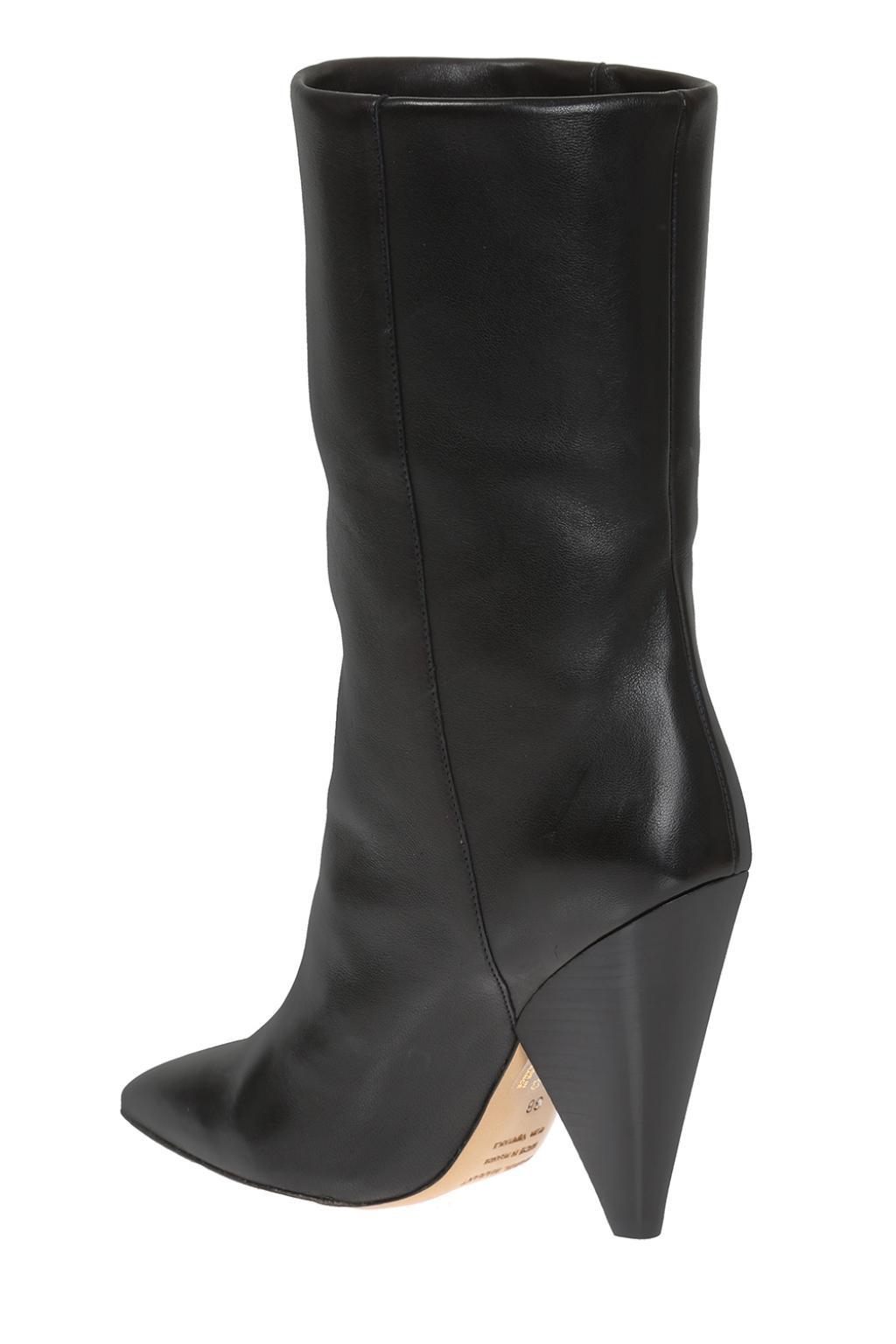 Isabel Marant Leather 'lexing' Heeled Boots in Black - Lyst