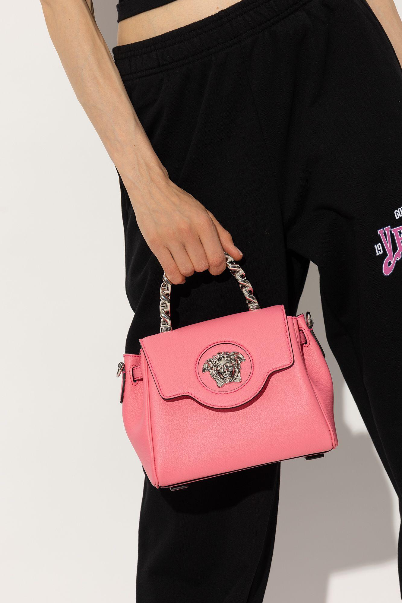 Versace La Medusa Pink Pebbled Calf Leather Mini Envelope Crossbody – Queen  Bee of Beverly Hills