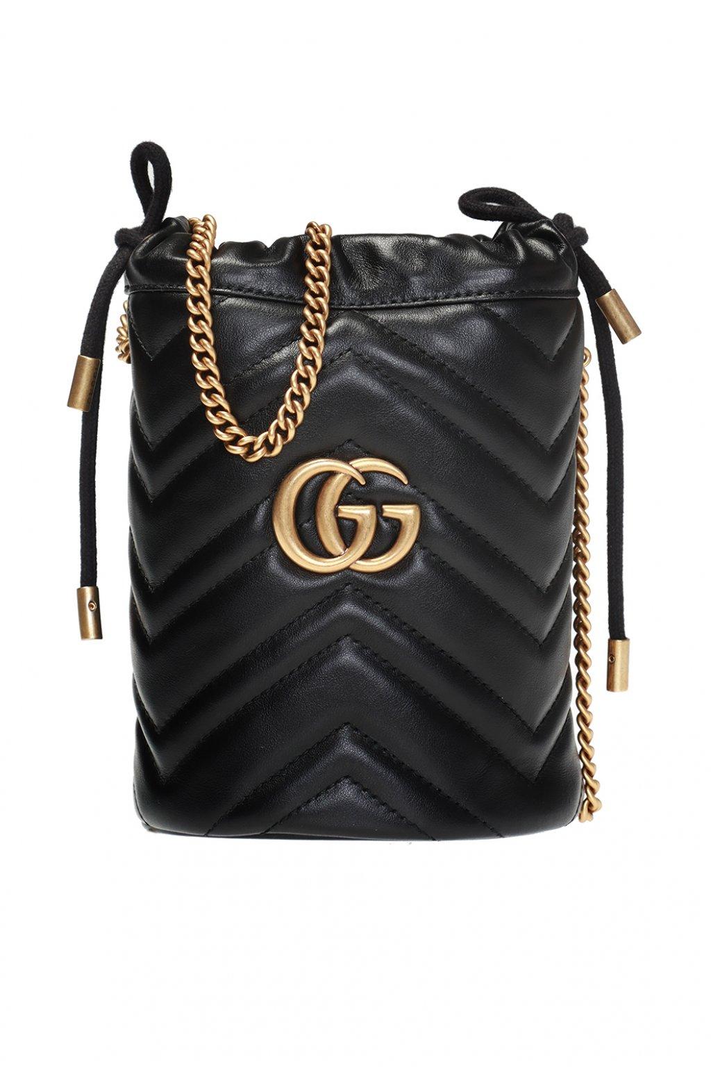 Gucci Leather &#39;GG Marmont&#39; Quilted Shoulder Bag in Beige Black (Black) - Lyst