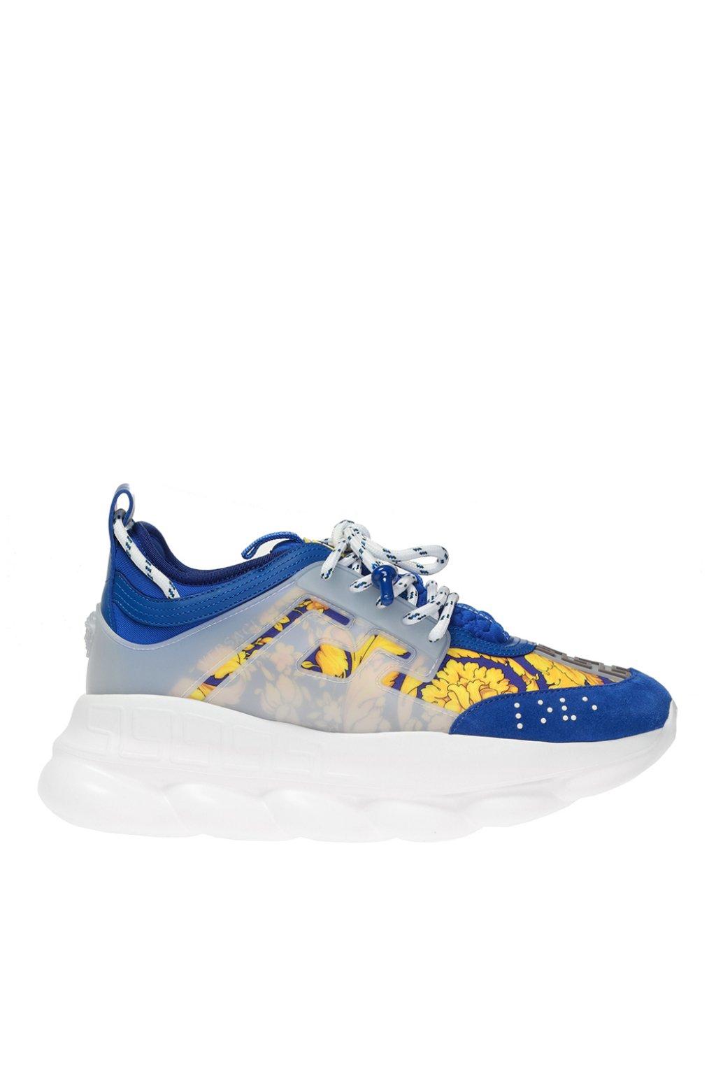 Versace Chain Reaction Twill And Suede Trainers in Blue for Men - Save ...