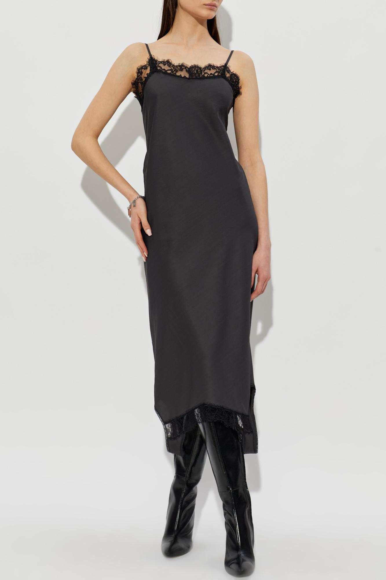 maison margiela lace dress MM6 by Maison Margiela Dress With Lace Trim in Black