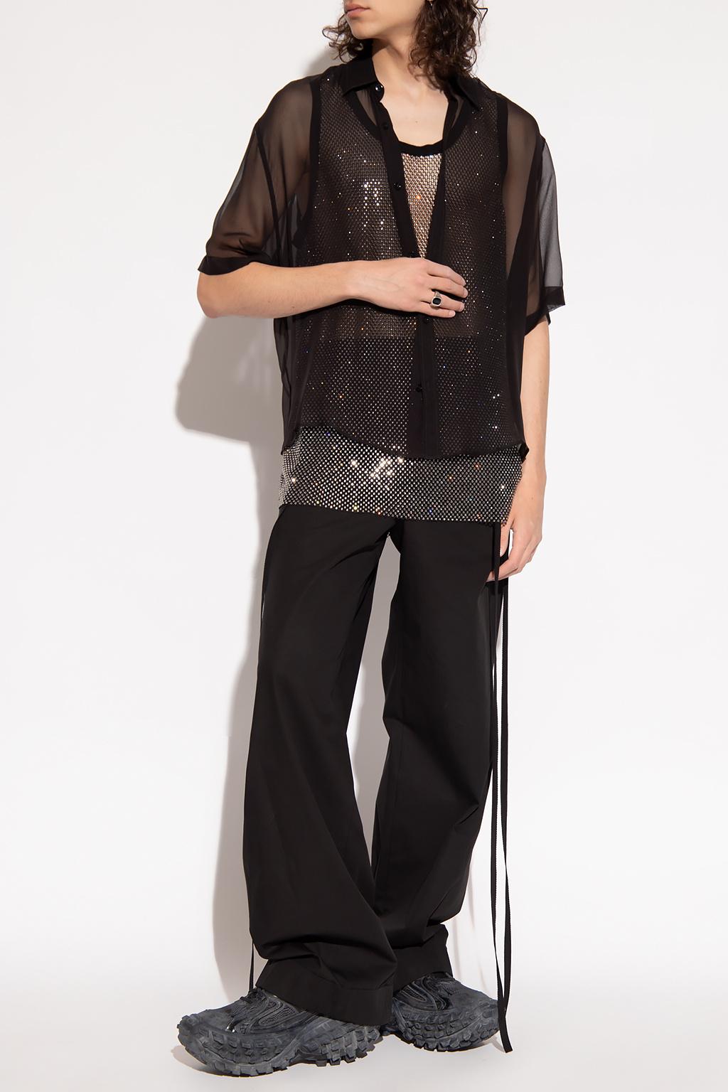 【送料&関税込】Ami Alexandre Mattiussi Black Silk Crop-top Ami Alexandre Mattiussi Sash Silk Cropped Top In Black