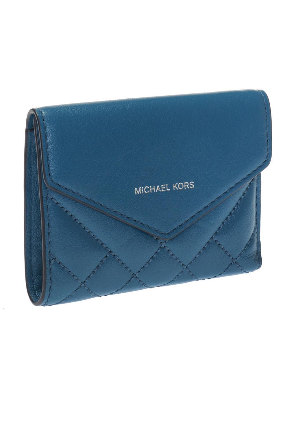 Michael Kors Leather Quilted Wallet With Logo in dk Chambray (Blue) - Lyst