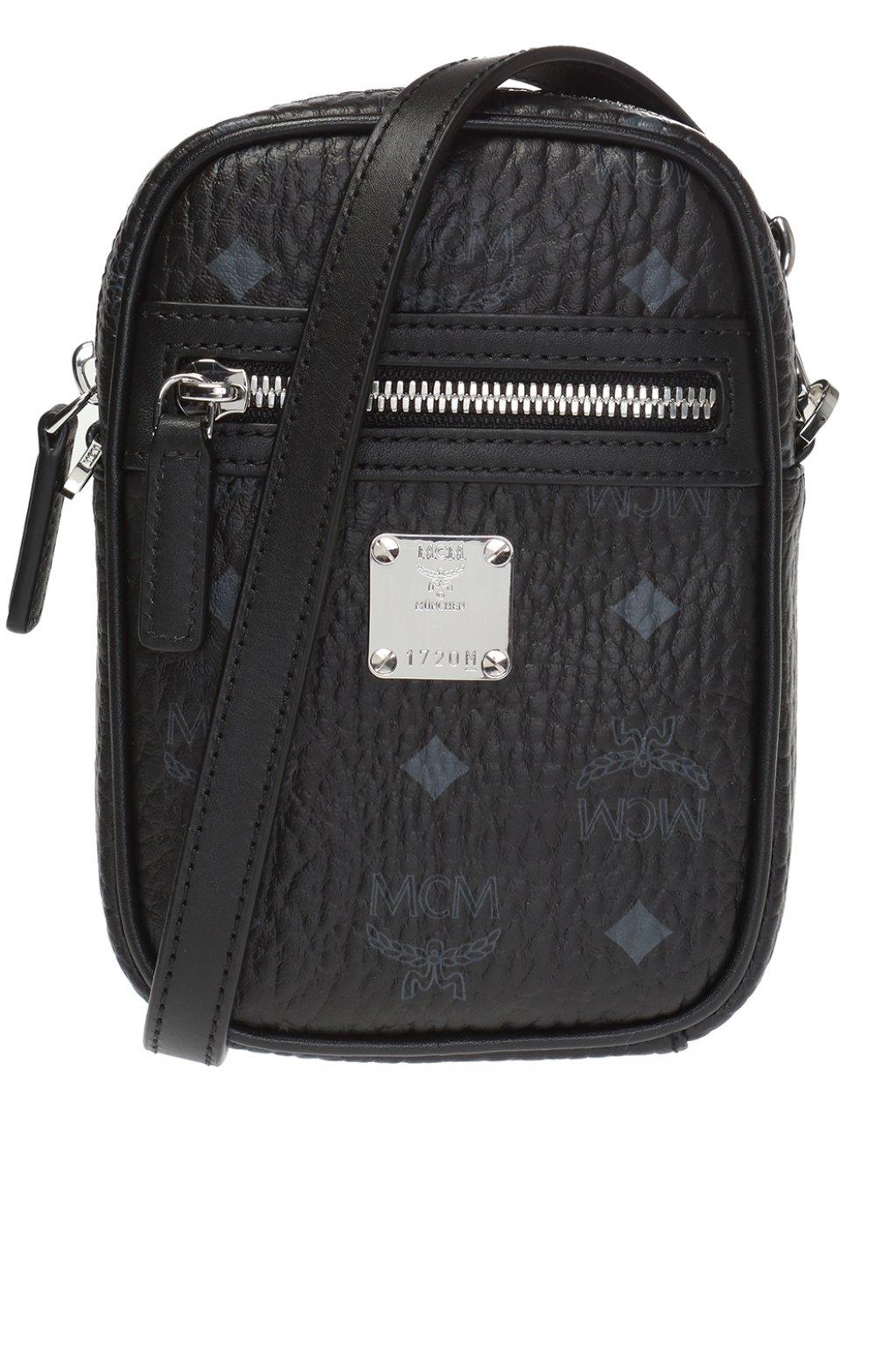 MCM Leather Logo Messenger Bag in Black for Men Lyst